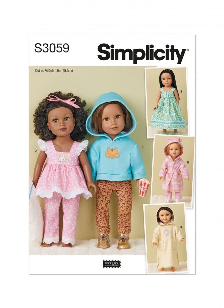 Simplicity Sewing Pattern 3059, Doll Clothes Os (One Size) - Intermediate - Os (One Size)