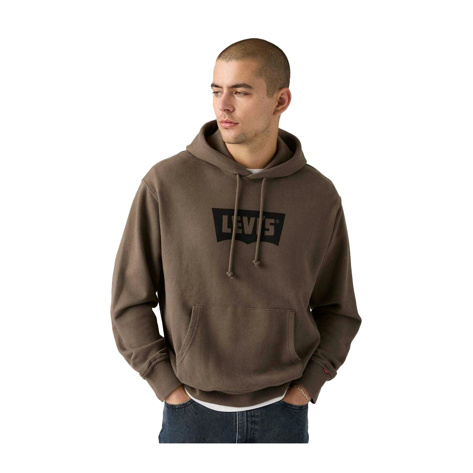 Levis Men's Brown Batwing Logo French Terry Hoodie - S - 100% Cotton