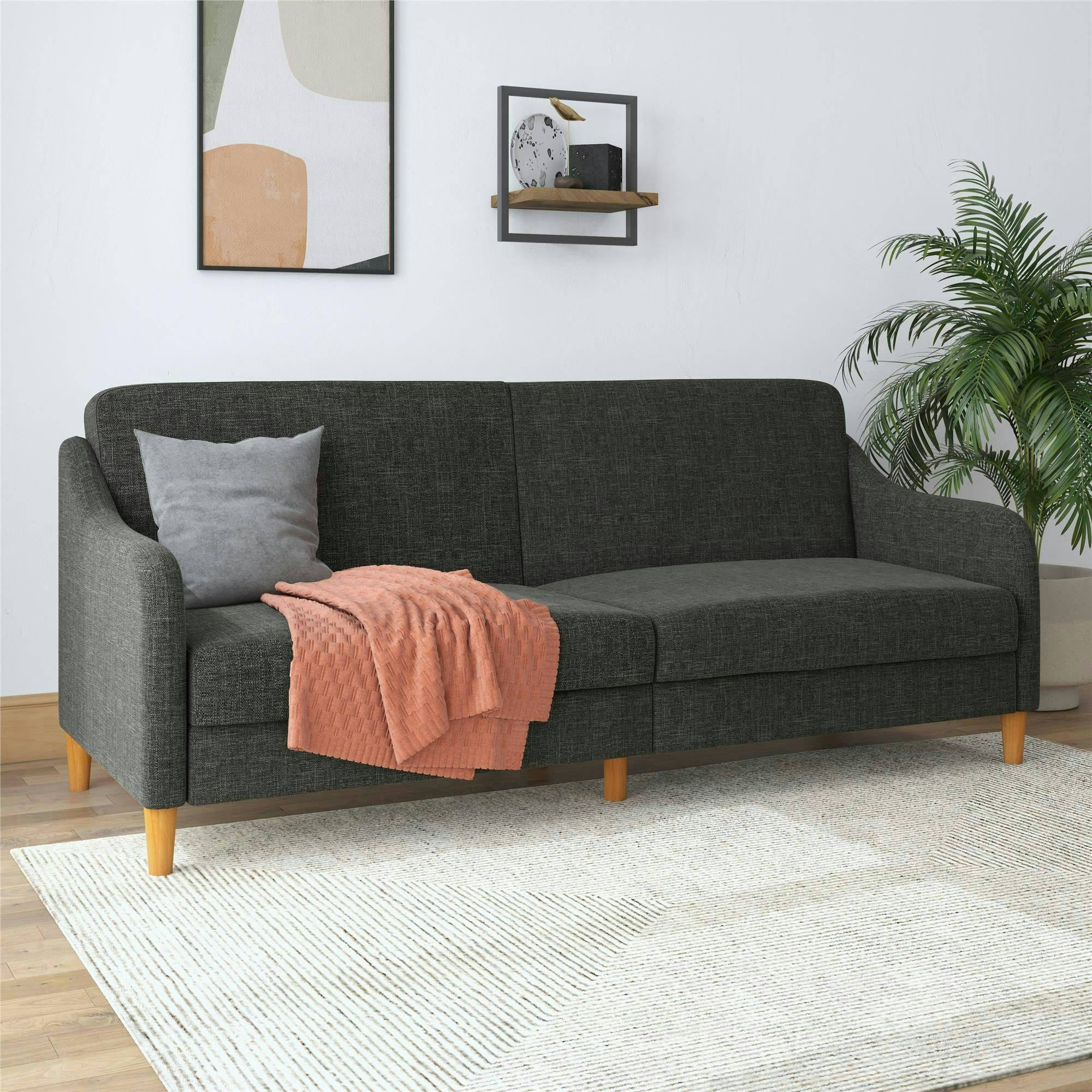 Dorel Home Grey Jasper Coil 3-Seater Sofa Bed In Fabric