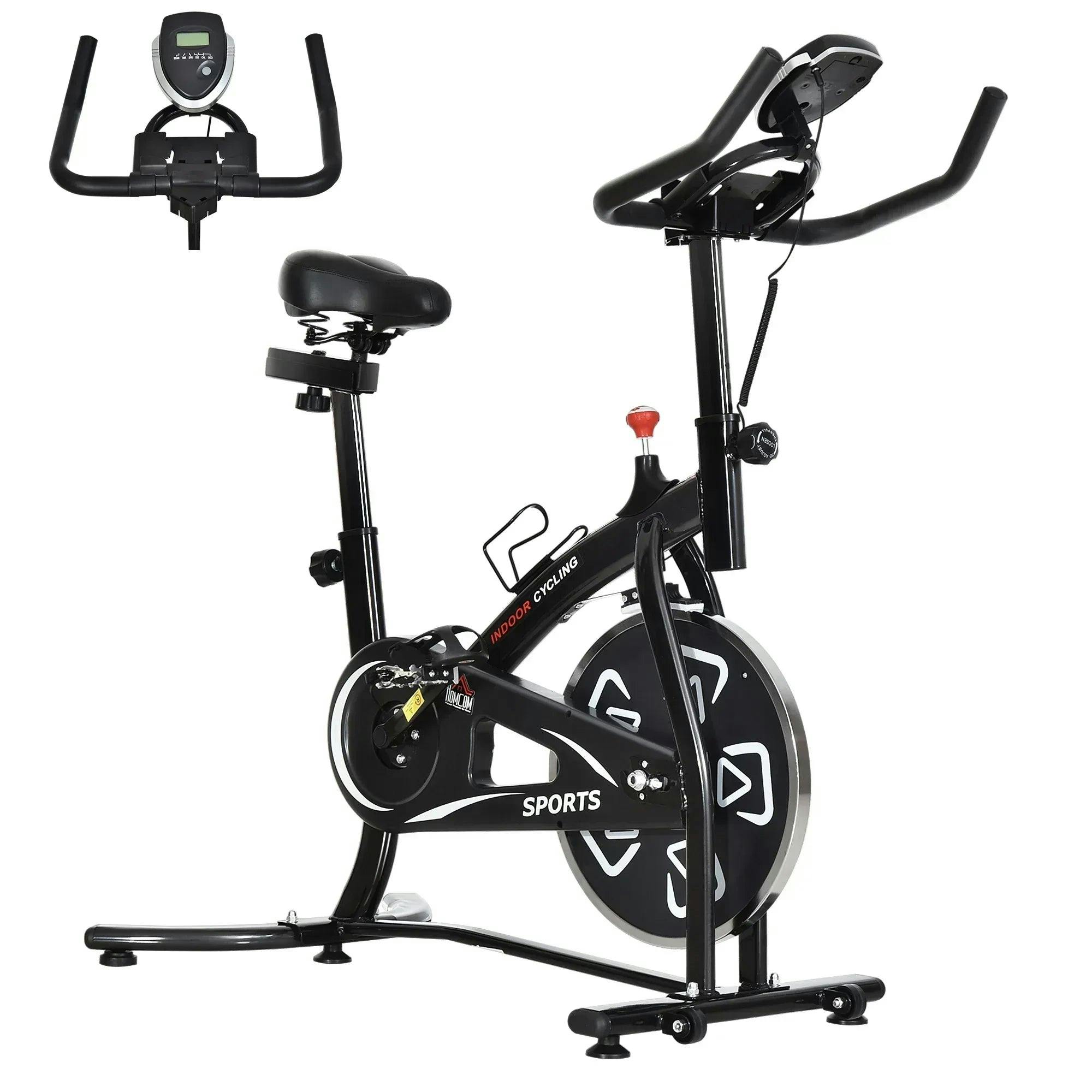 Homcom Unisex Black Exercise Training Bike Indoor Cycling Bicycle Trainer Lcd Monitor In | : Standard - Image 6