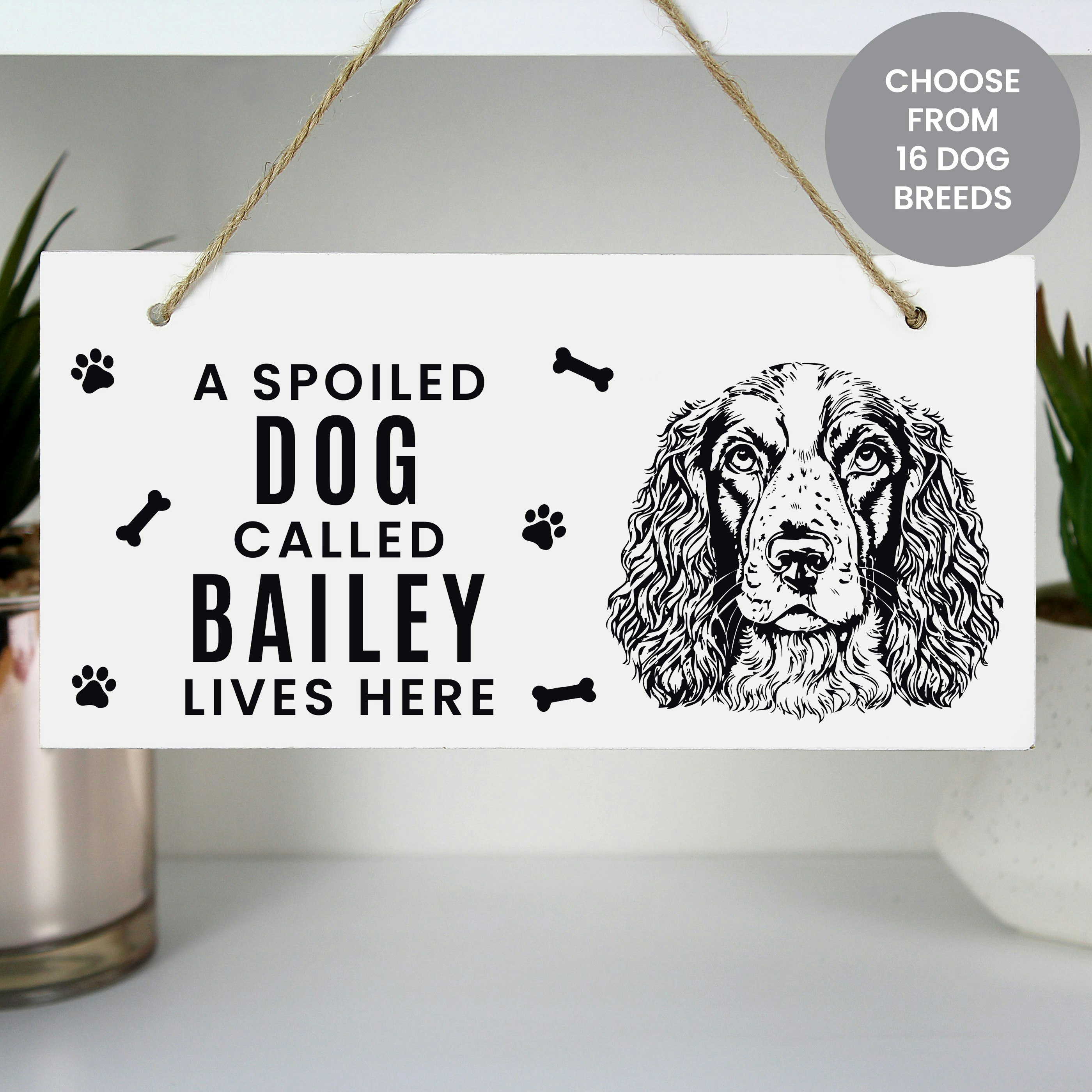 Personalised Memento Company Golden Personalised Dog Breed Wooden Sign