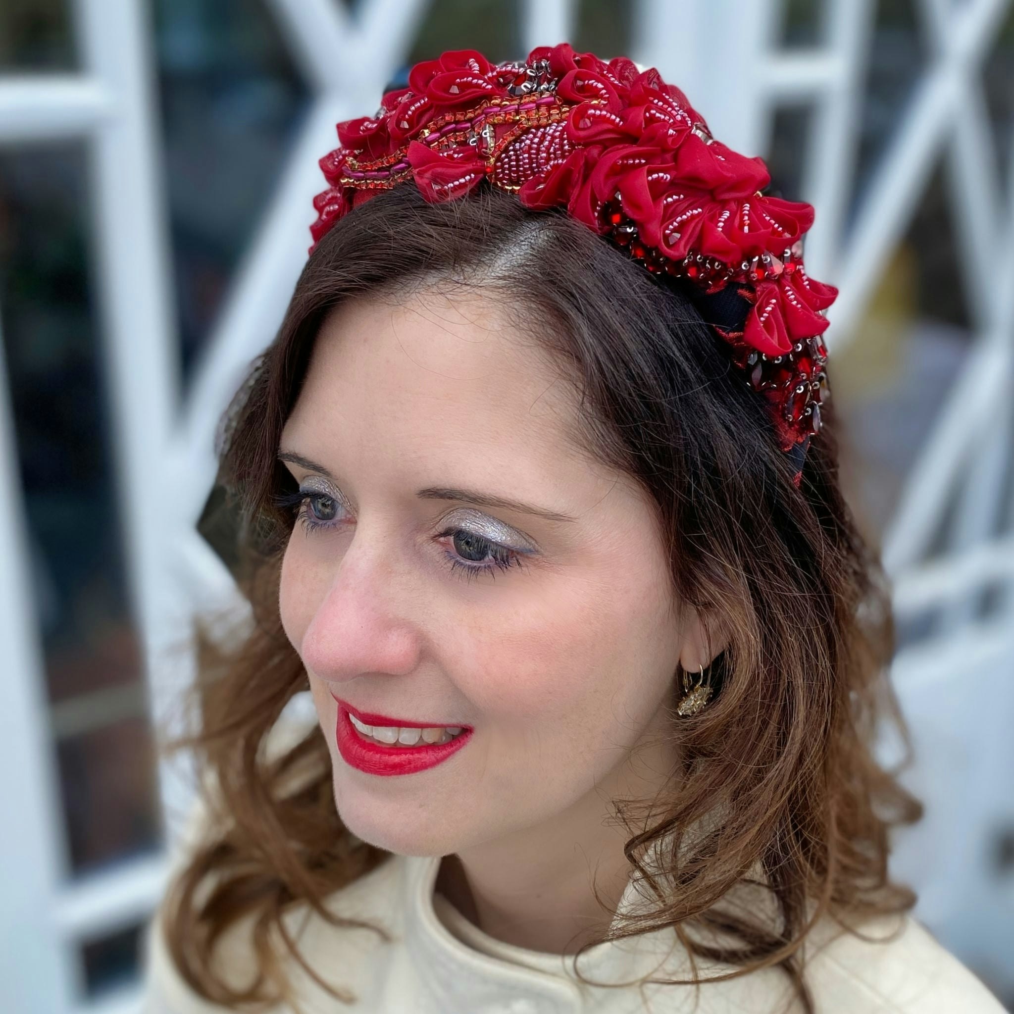 Queenmee Accessories Red Headpiece Wedding Races Headpiece Padded Headband