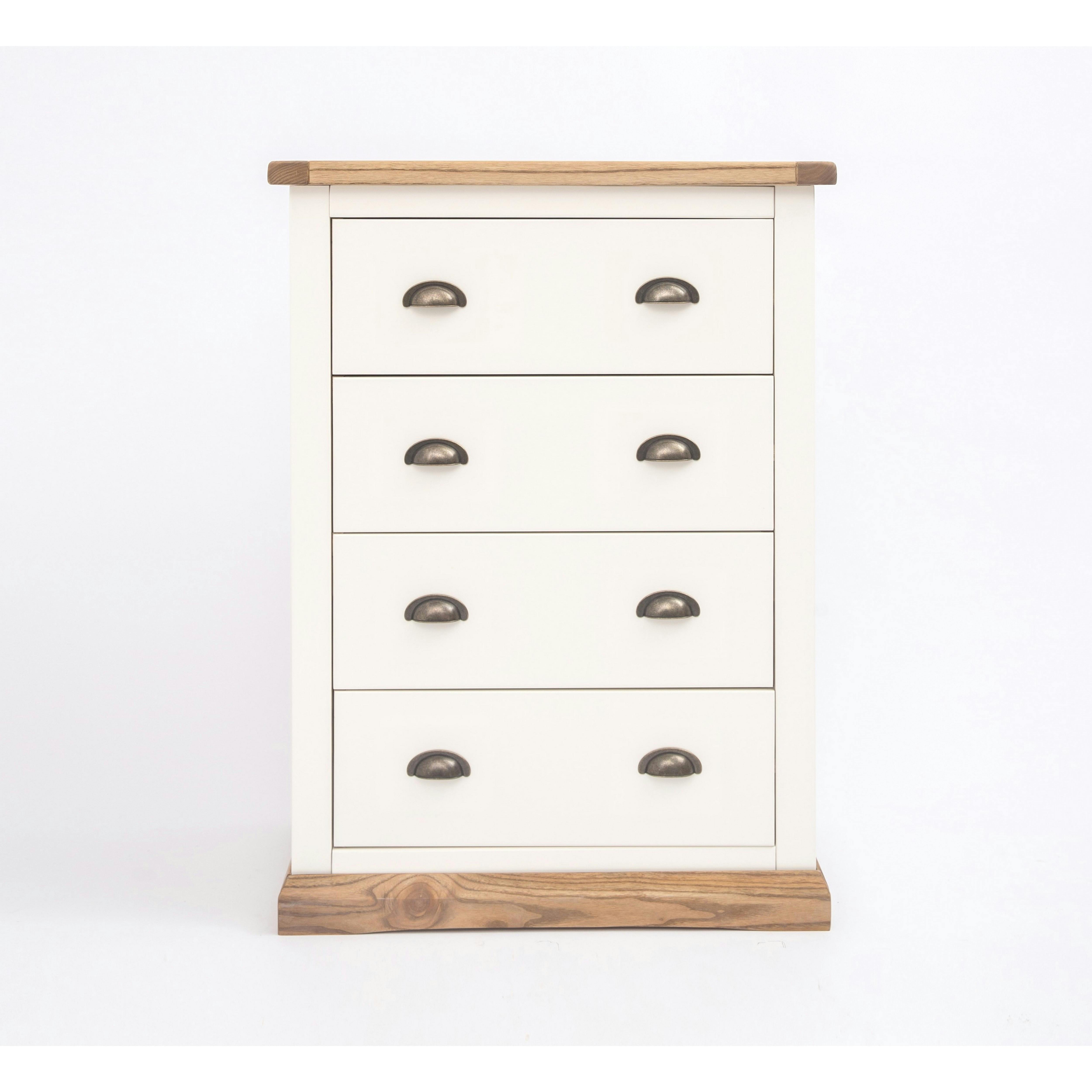 Rackhams White Tropea 4 Drawer Chest Of Drawers Brass Cup Handle - Off