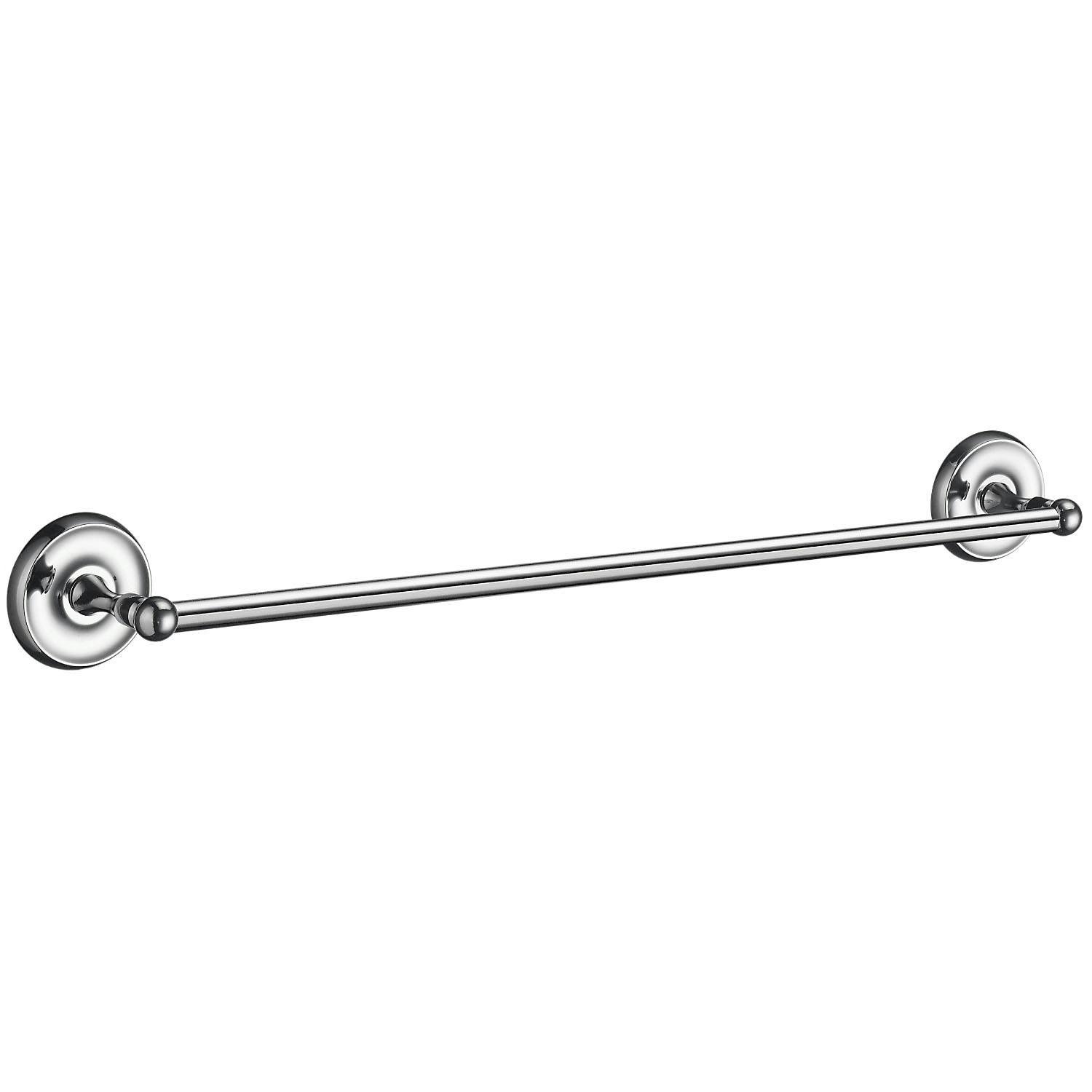 Rackhams Polished Chrome Single Towel Rail 63.5Cm/25" Wall Mounted With Concealed Screws Bathroom Towel Holder