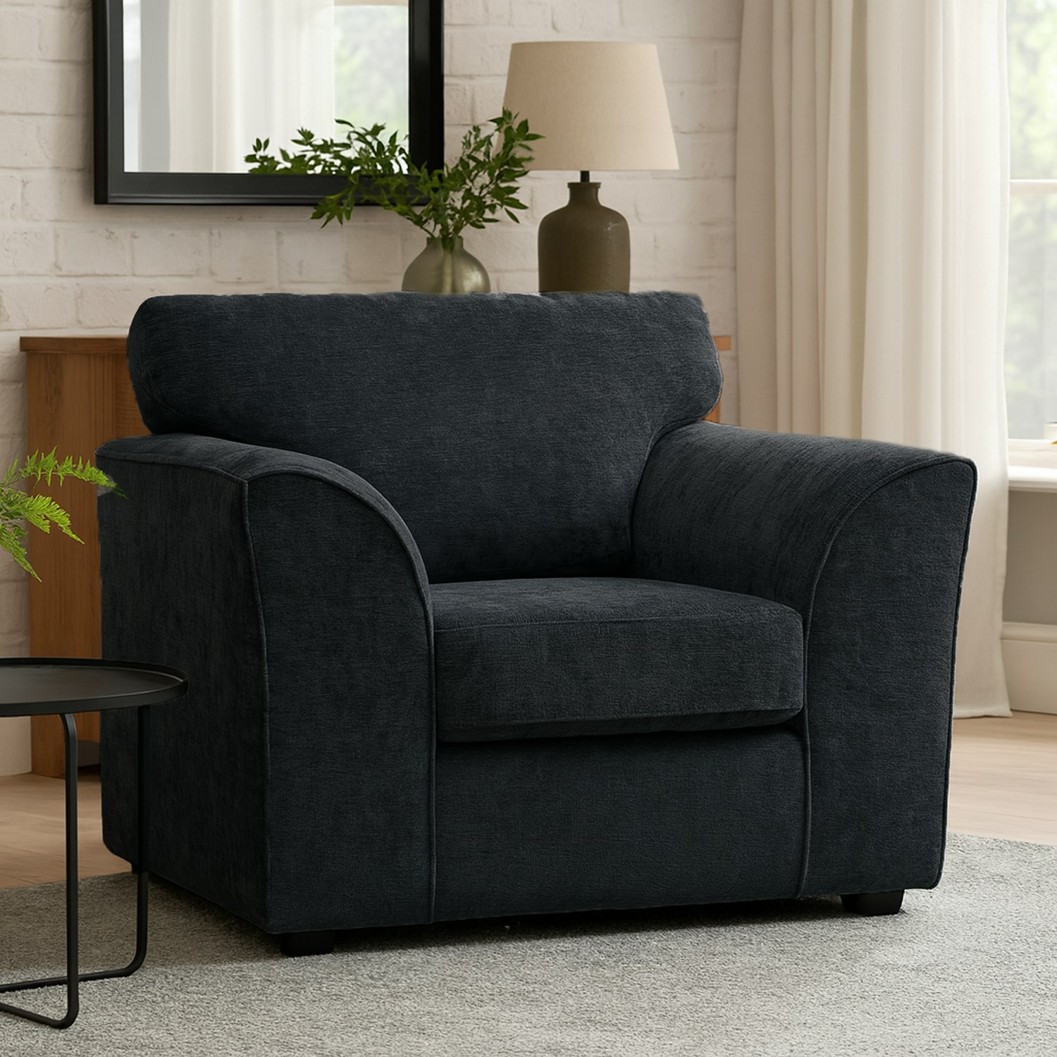 Rackhams Black Zina Chenille Fabric Armchair