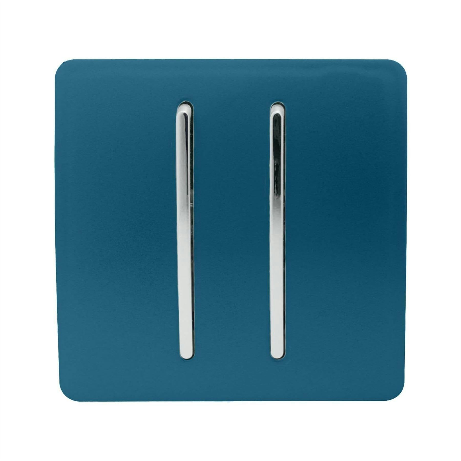 Trendi 2 Gang 2 Way Artistic Modern Glossy 10 Amp Rocker Tactile Light Switch Midnight Blue - Image 6