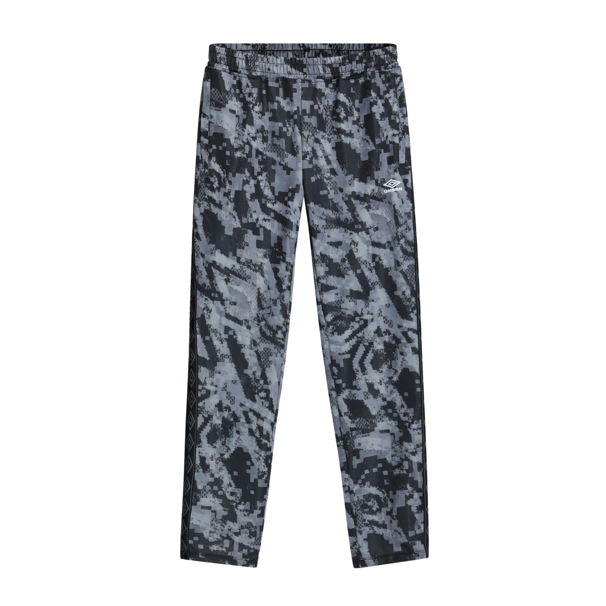 Umbro Men's Black Taped Tracksuit Bottoms - Camo - Camo - L - 100% Polyester