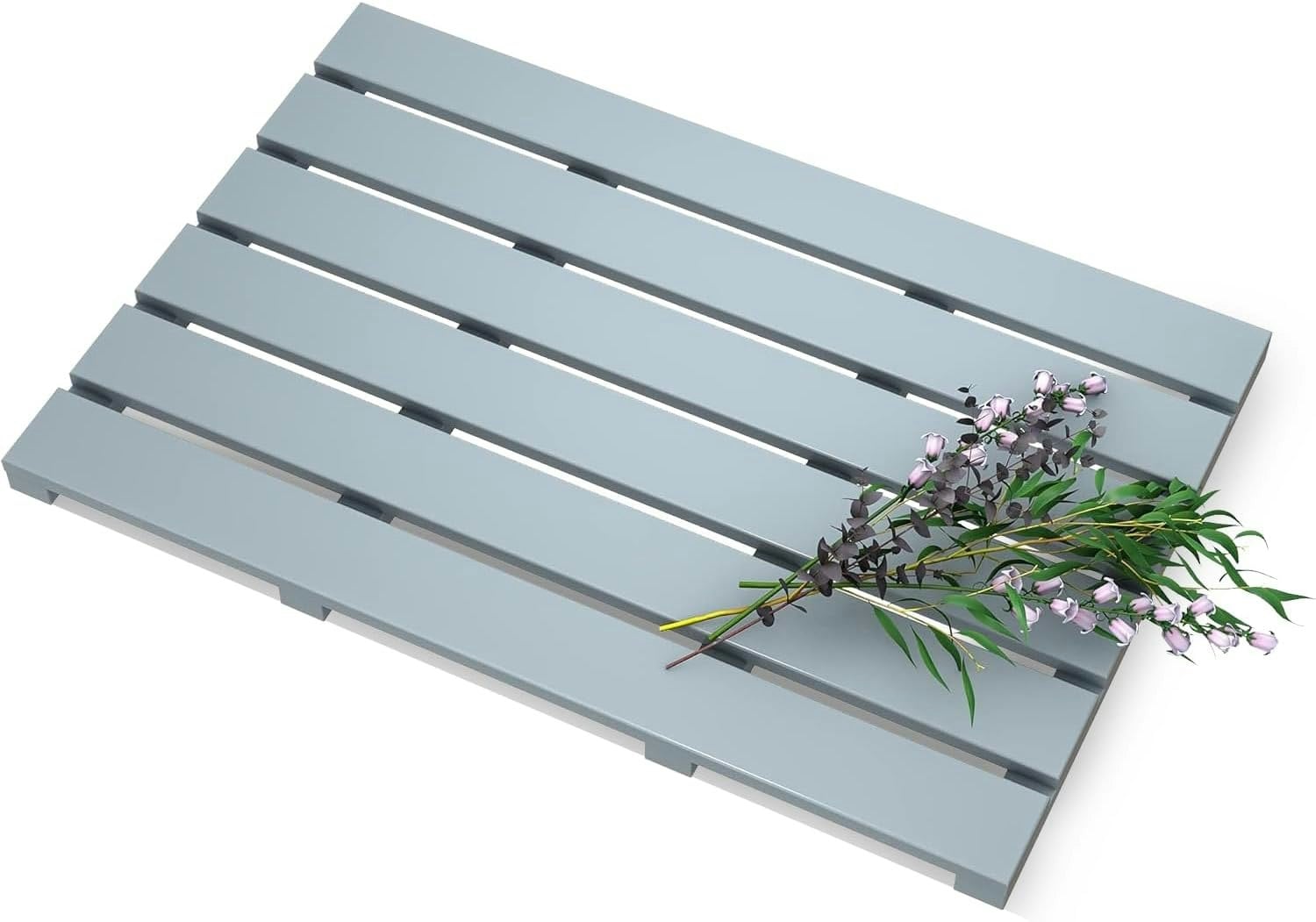 Mantraraj Grey Bamboo Bathroom Bath Mat 60X35cm Non-Slip Feet Ideal For Indoor & Outdoor Use Bathroom Duckboard - 1 - Bamboo