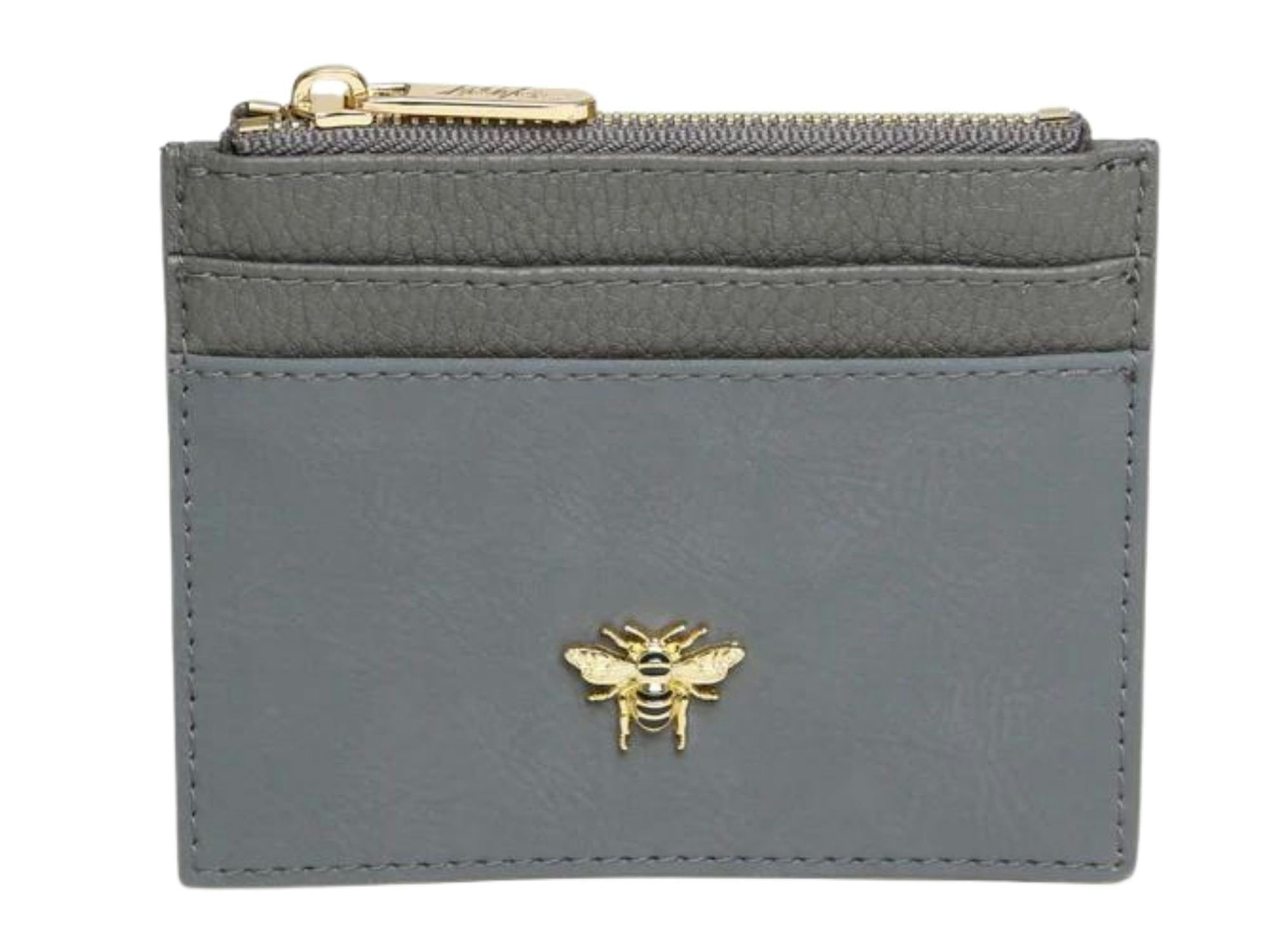 Alice Wheeler Gold/Bronze Bee Vegan Leather Coin & Card Purse - Slate