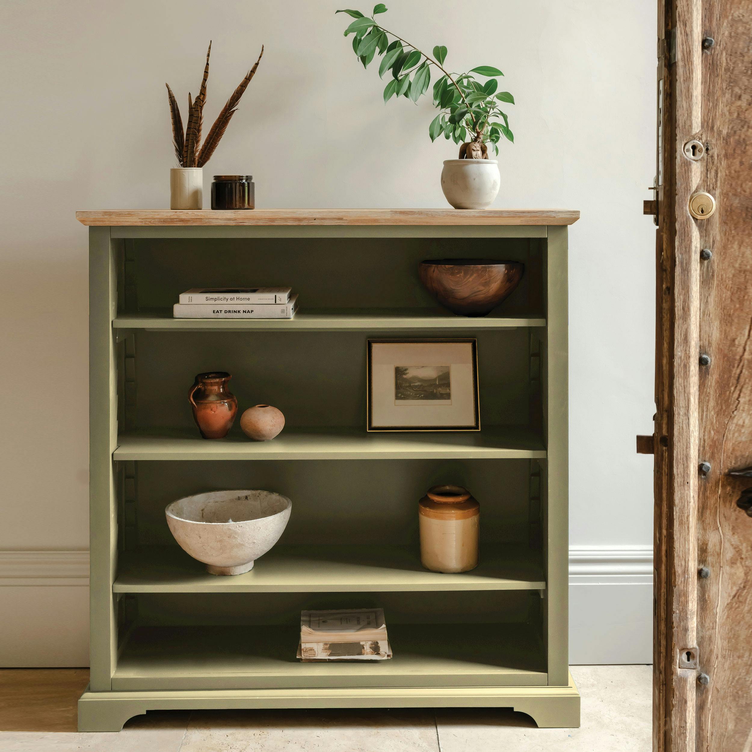 Statement Furniture Green Florence Bookcase Wooden Shelving Unit With Adjustable Shelves, Fully Assembled - Sage