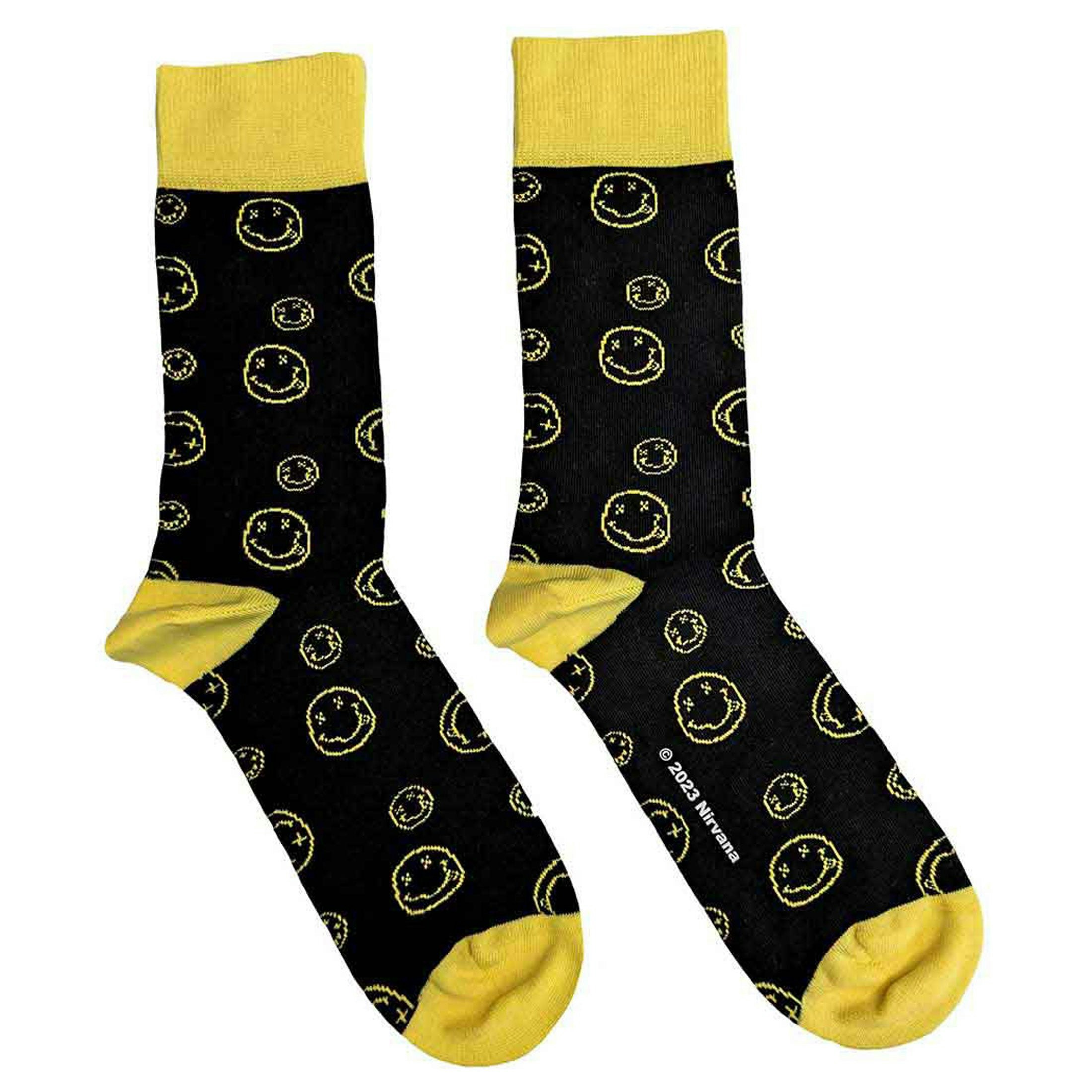 Paradiso Clothing Women's Nirvana Outline Grunge Faces Ankle Socks