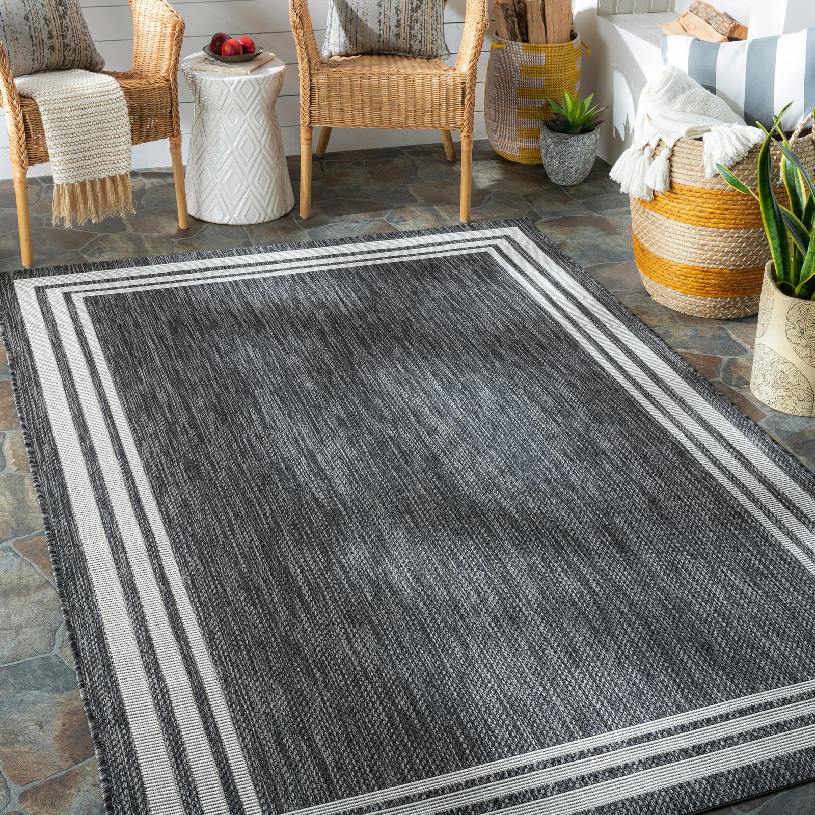 Livabliss Grey/Cream/Black Eagean-Vintage Charcoal In- & Outdoor Rug - 130 X 180 Cm