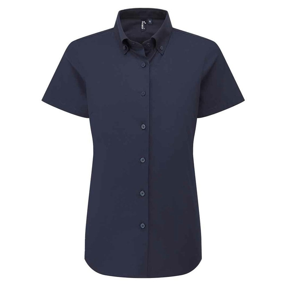 Premier Women's Supreme Oxford Short-Sleeved Formal Shirt - Navy - Navy - S