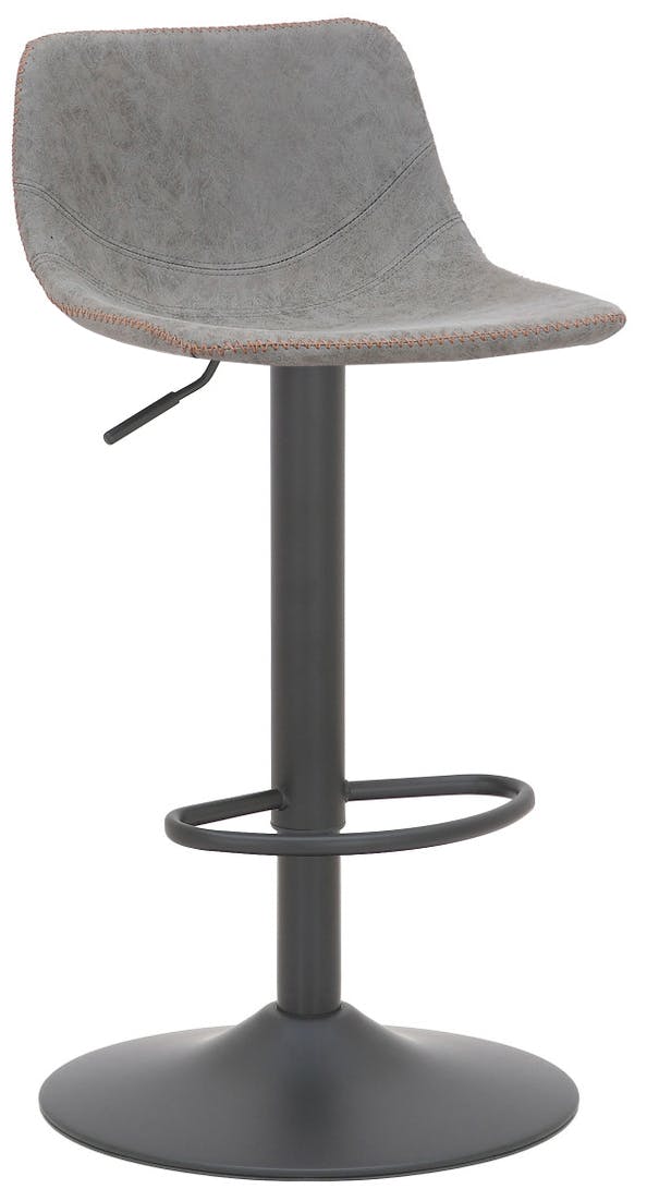 Rackhams Black/Grey Antico Faux Leather Kitchen Bar Stool, Matt Stem & Base, Adjustable Gas Lift With Backrest, Breakfast Bar Stool
