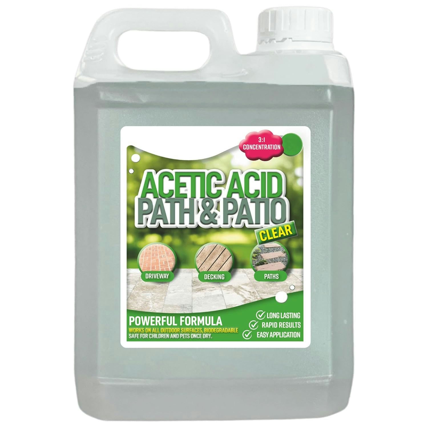 Rackhams Strong Garden Acetic Acid Vinegar Concentrated Outdoor Cleaner - 2 X 2.5L
