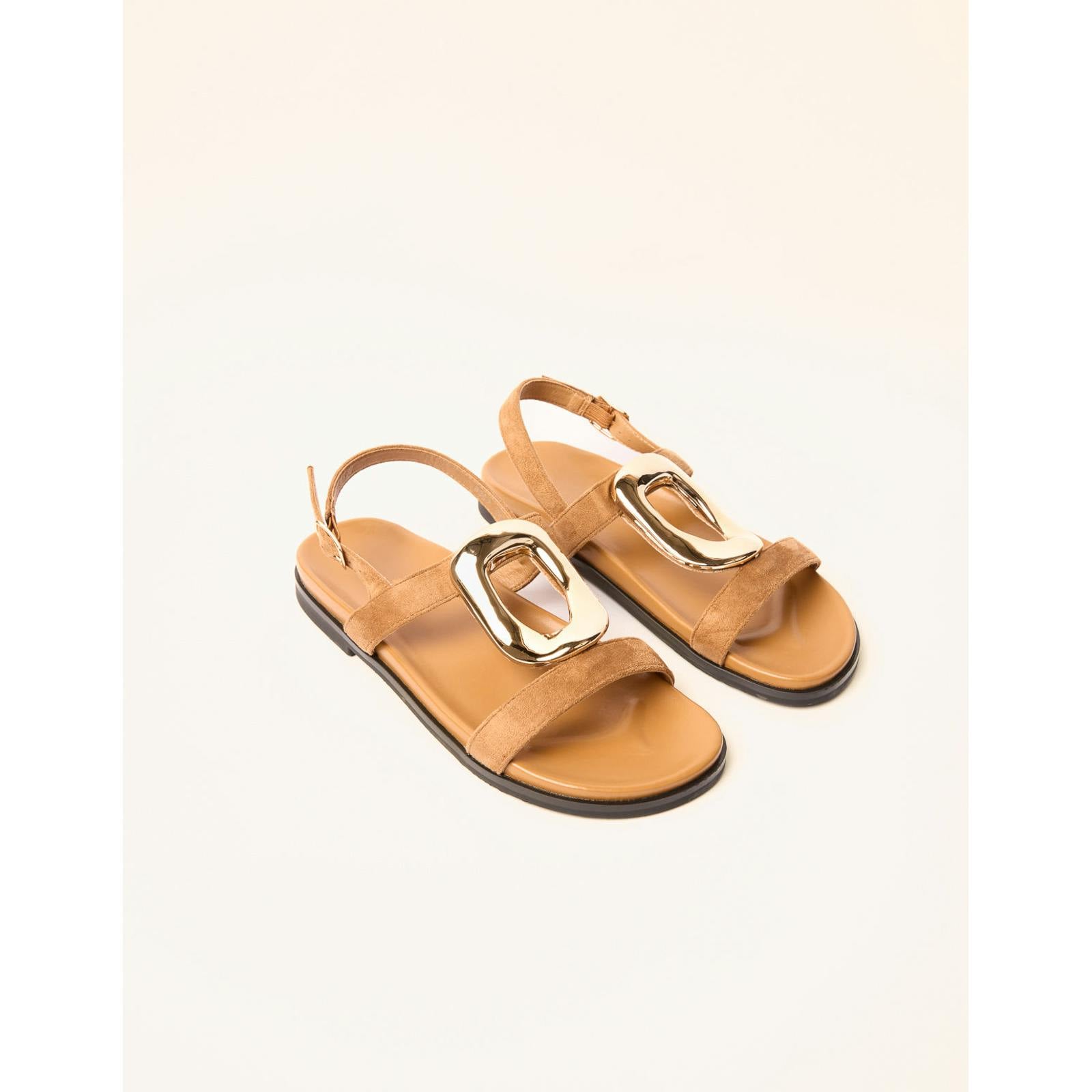 Blue Vanilla Blue/Gold Vanilla Buckle Flat Sandals - Uk 7 - Camel