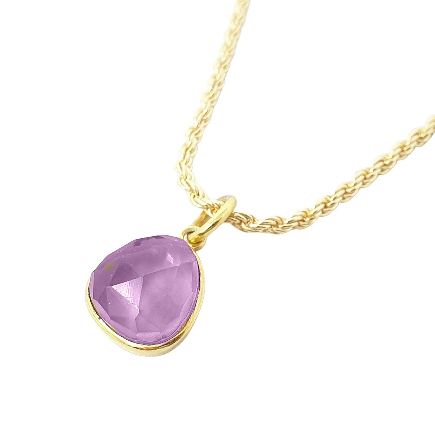 Harfi Gold Statement Vermeil Plated Alexandrite June Birthstone Crystal Rope Necklace