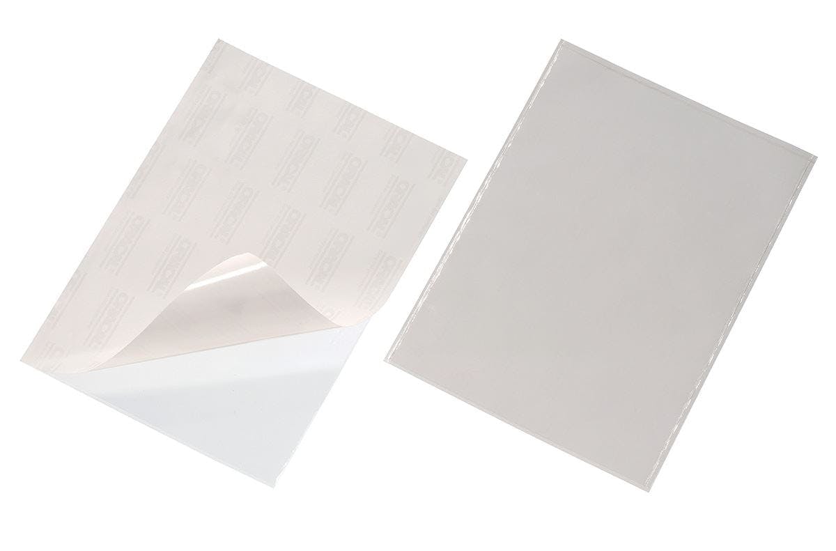 Durable Pocketfix Self-Adhesive Clear Label Sleeve Pockets | 50 Pack | A5