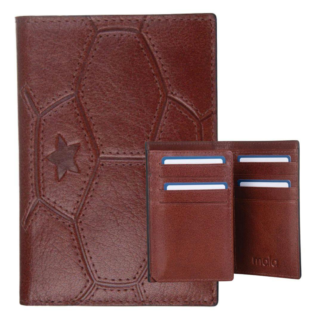 Mala Leather Brown Vintage Football Style Bifold Wallet - One Size - Tan - Leather