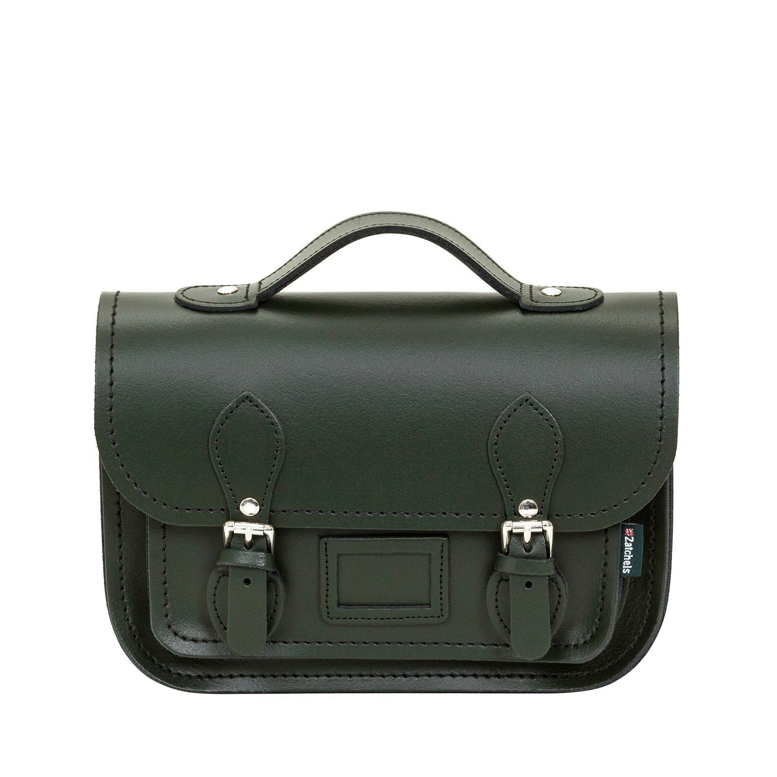 Zatchels Green Leather Midi Satchel - Ivy