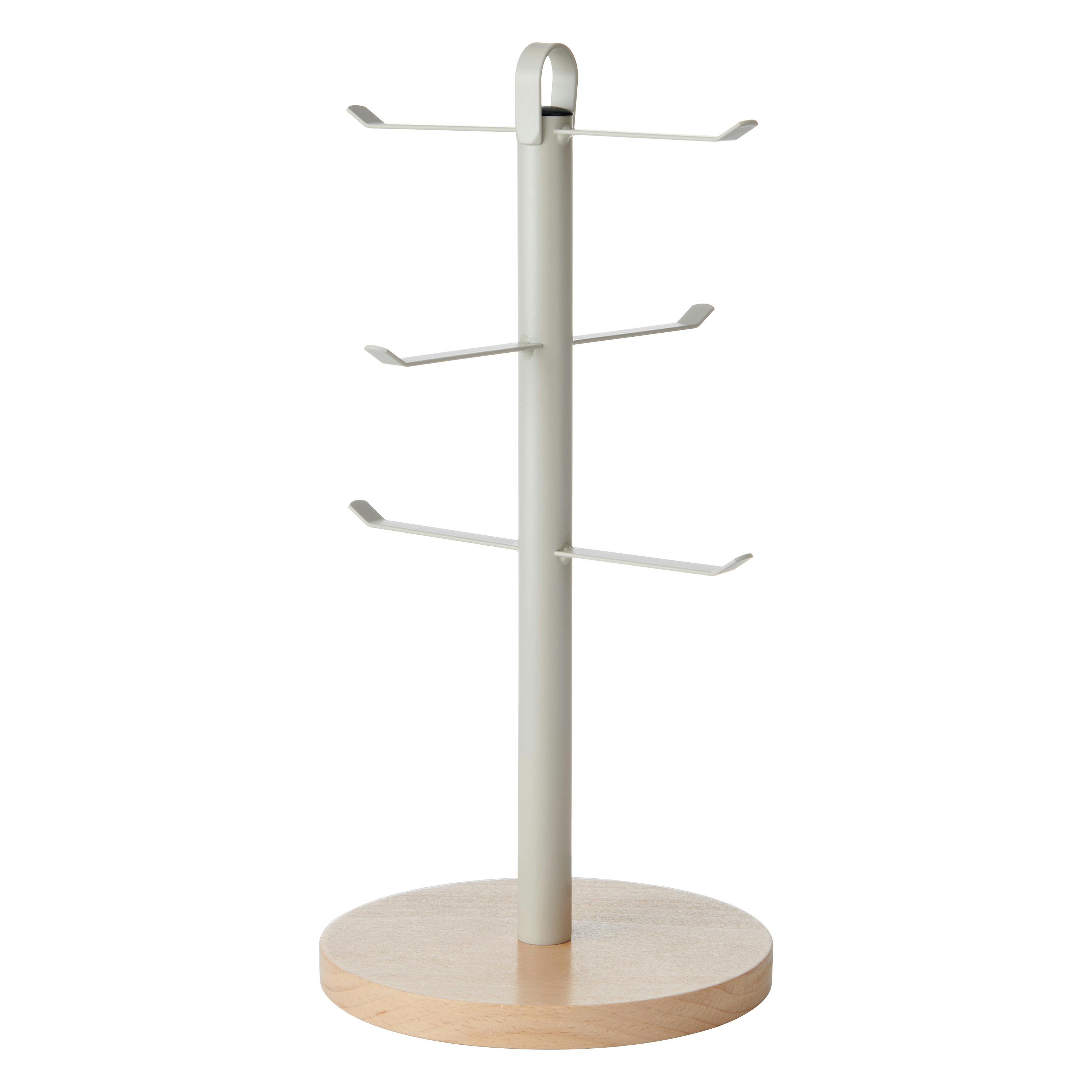 Rackhams Grain Idilica Metal Mug Tree With Beechwood Base - Wood - Metal - Mug Tree
