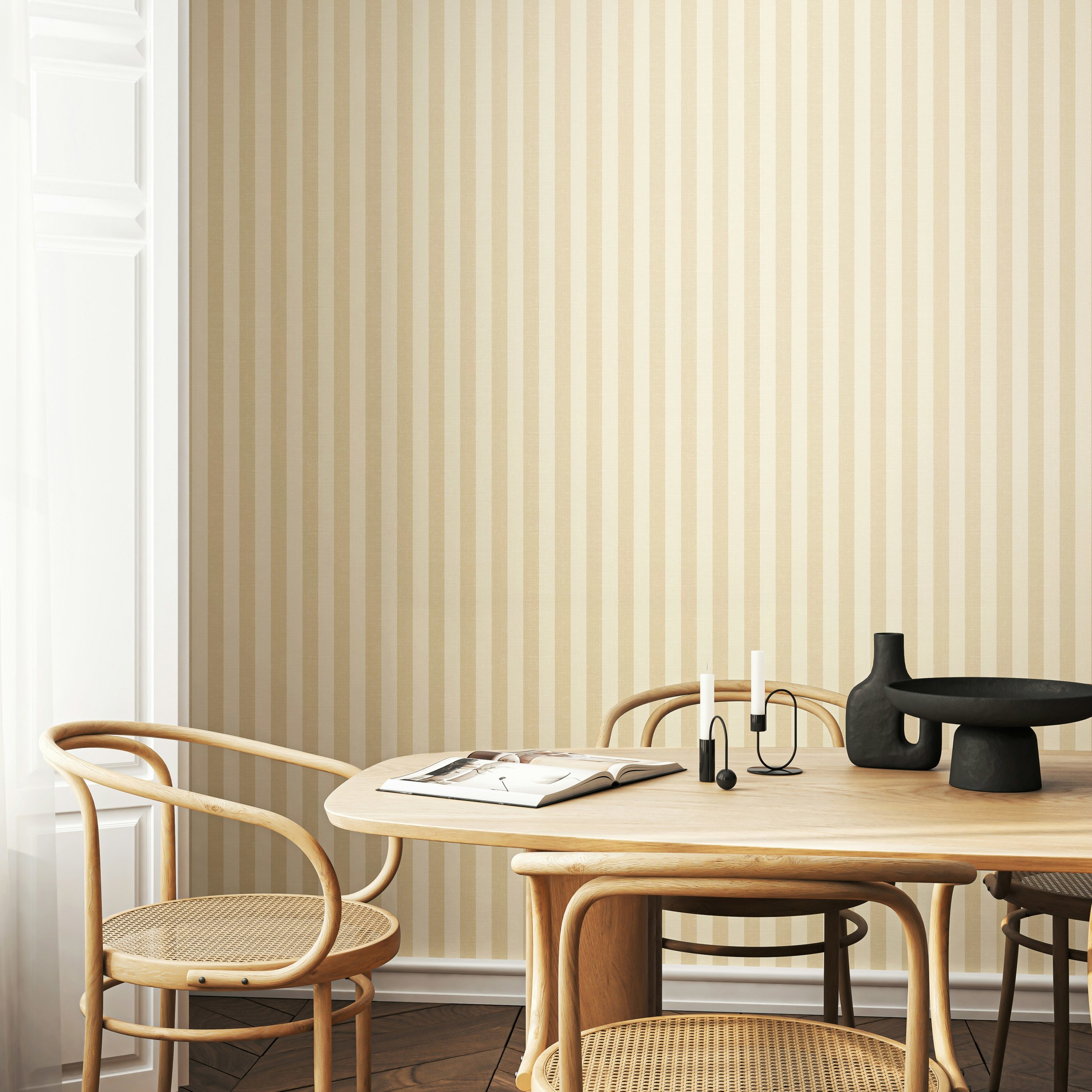 Rackhams Shadow Stripe - Sand 10M Wallpaper