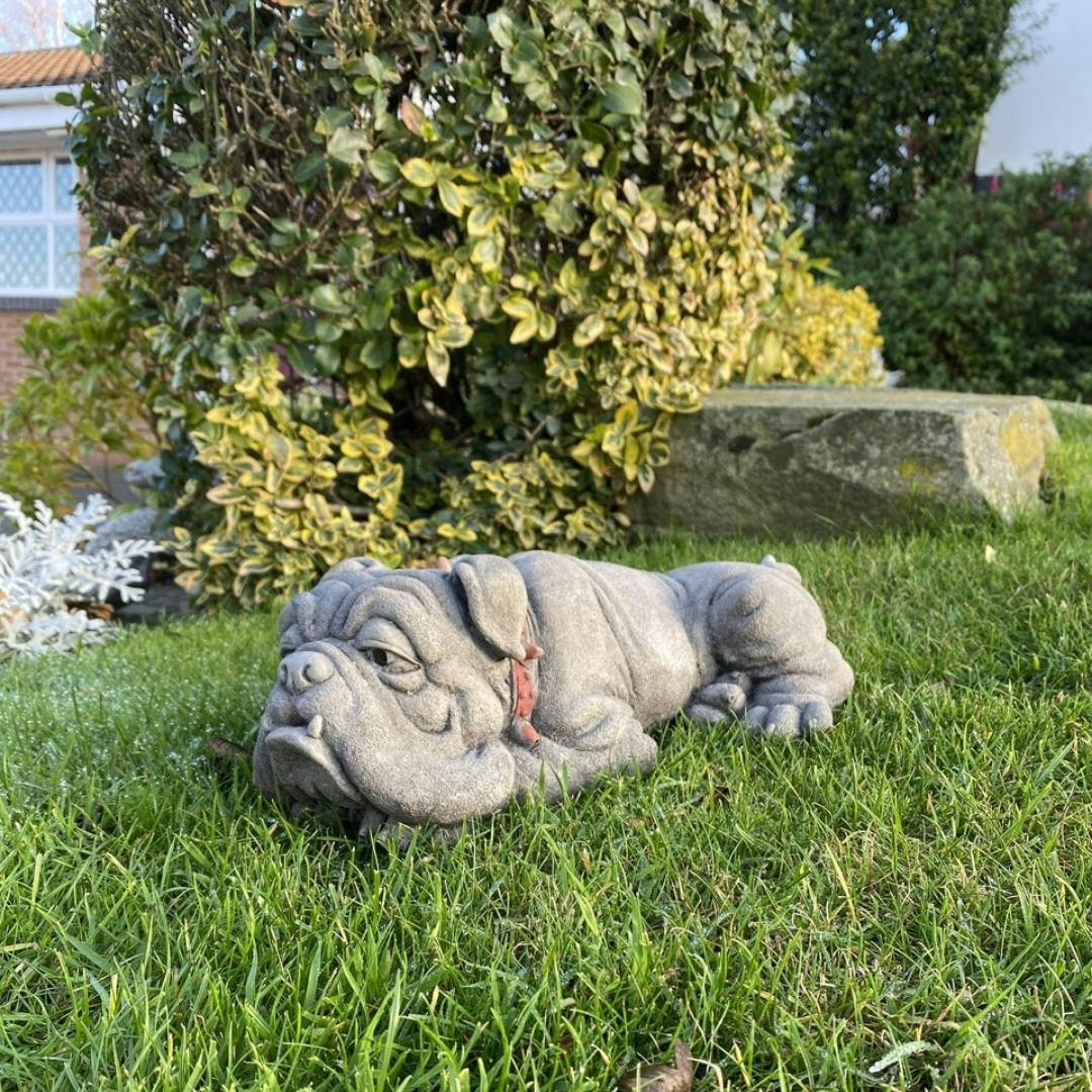 Osn Lying Bulldog Small Garden Ornament