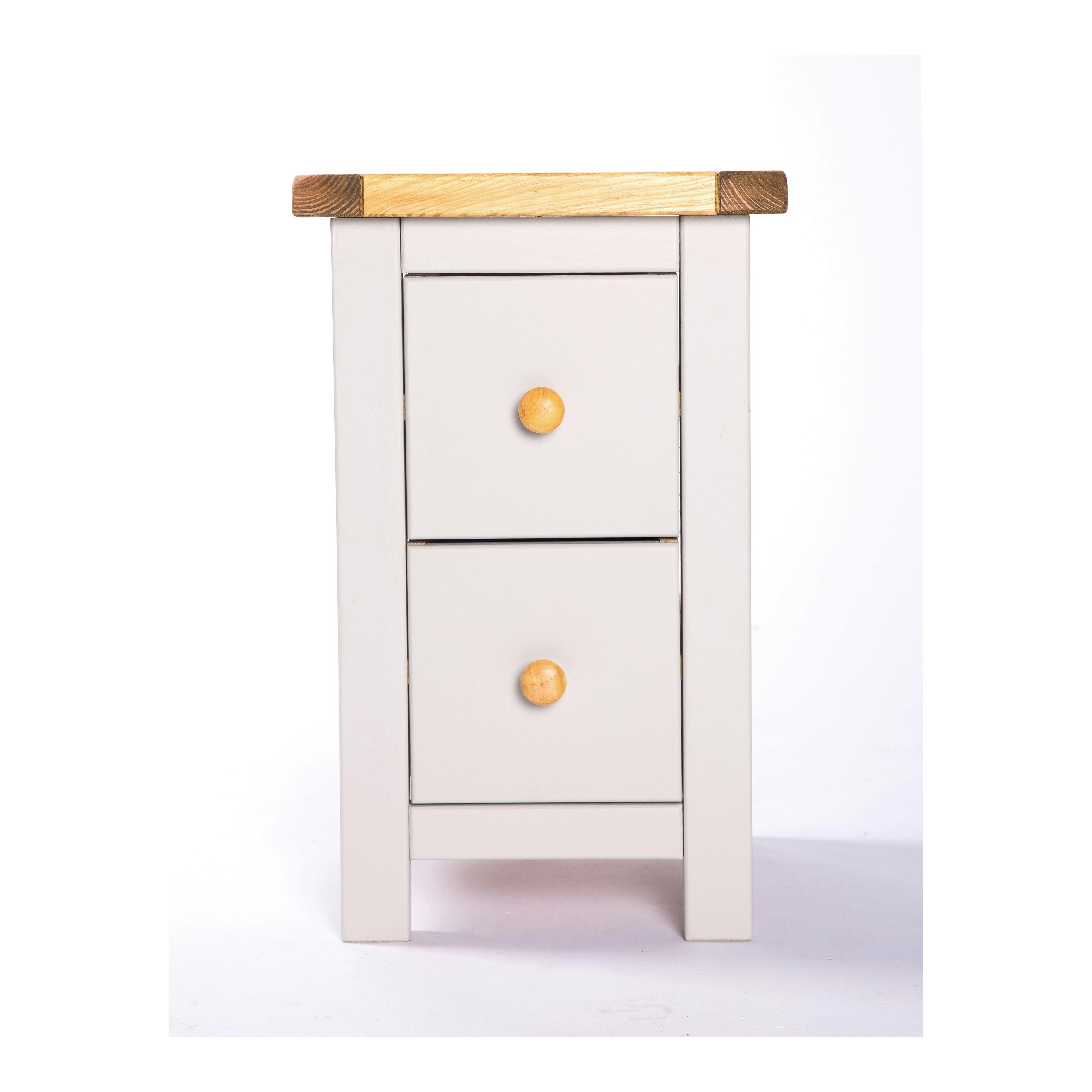 Cabinet Bits Argenta 2 Drawer Petite Bedside Cabinet - Grey / Wood Knob - Image 3