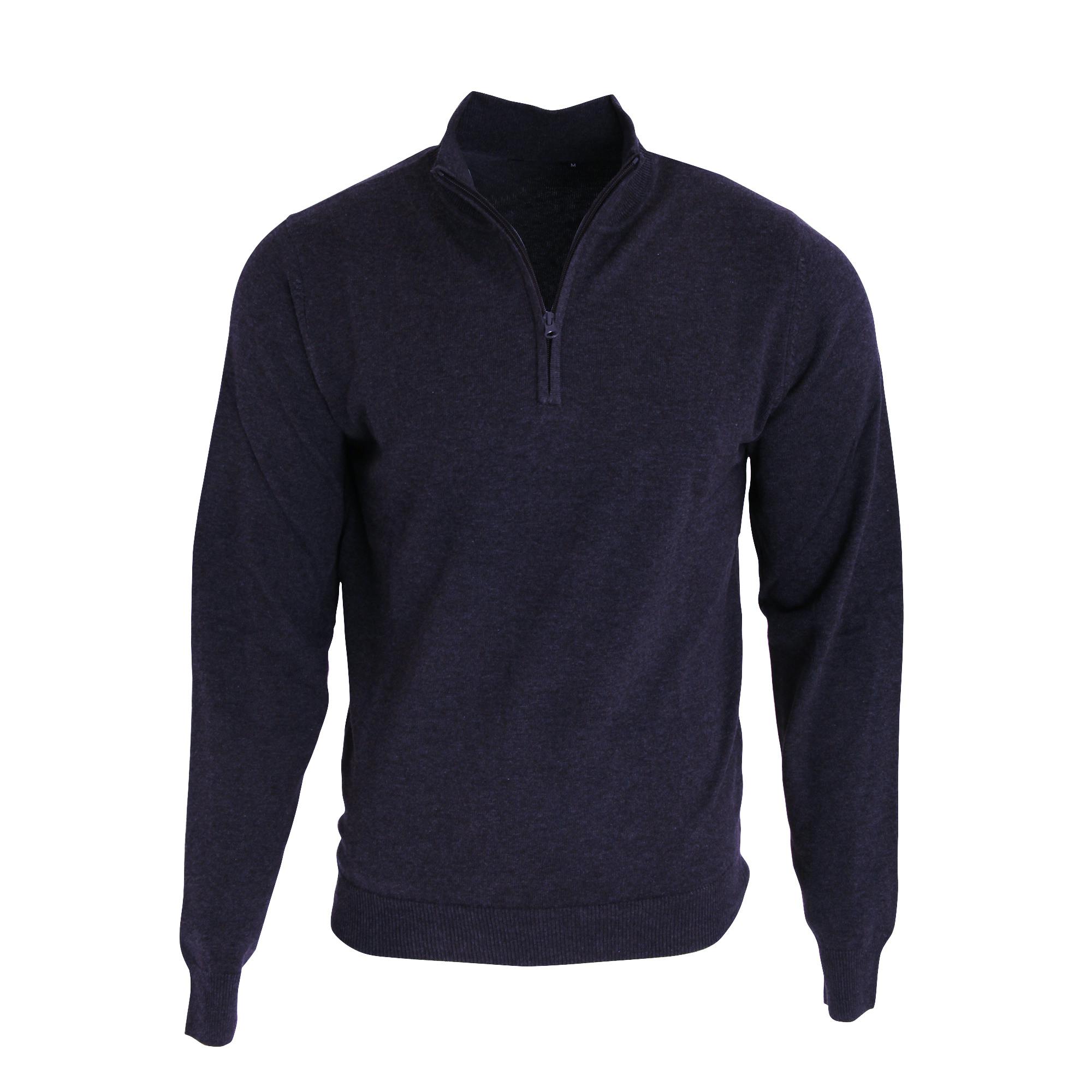 Premier Men's Navy 1 4 Zip Neck Knitted Sweater In | Size: Small - Image 4