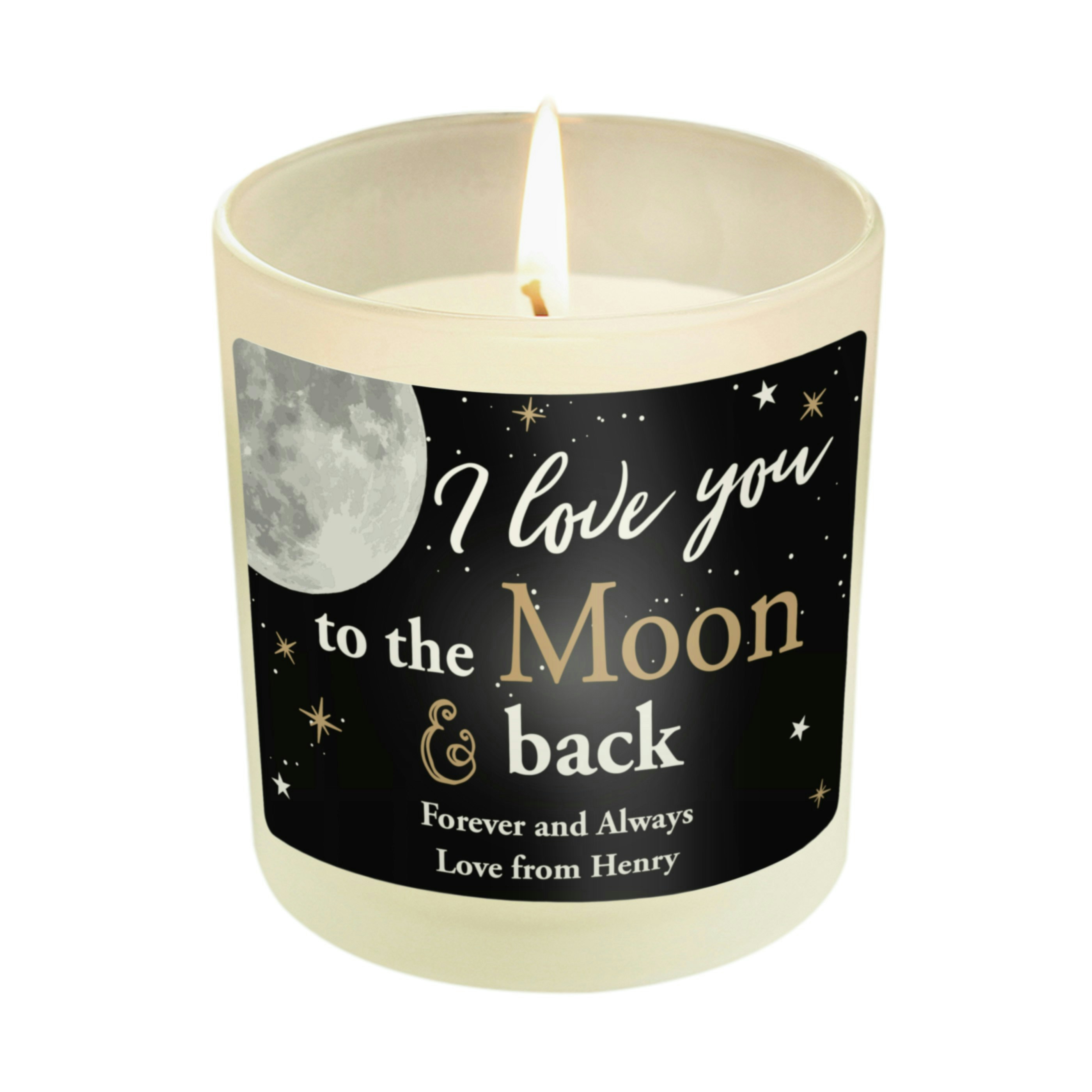 Rackhams Personalised Moon & Back Scented Jar Candle