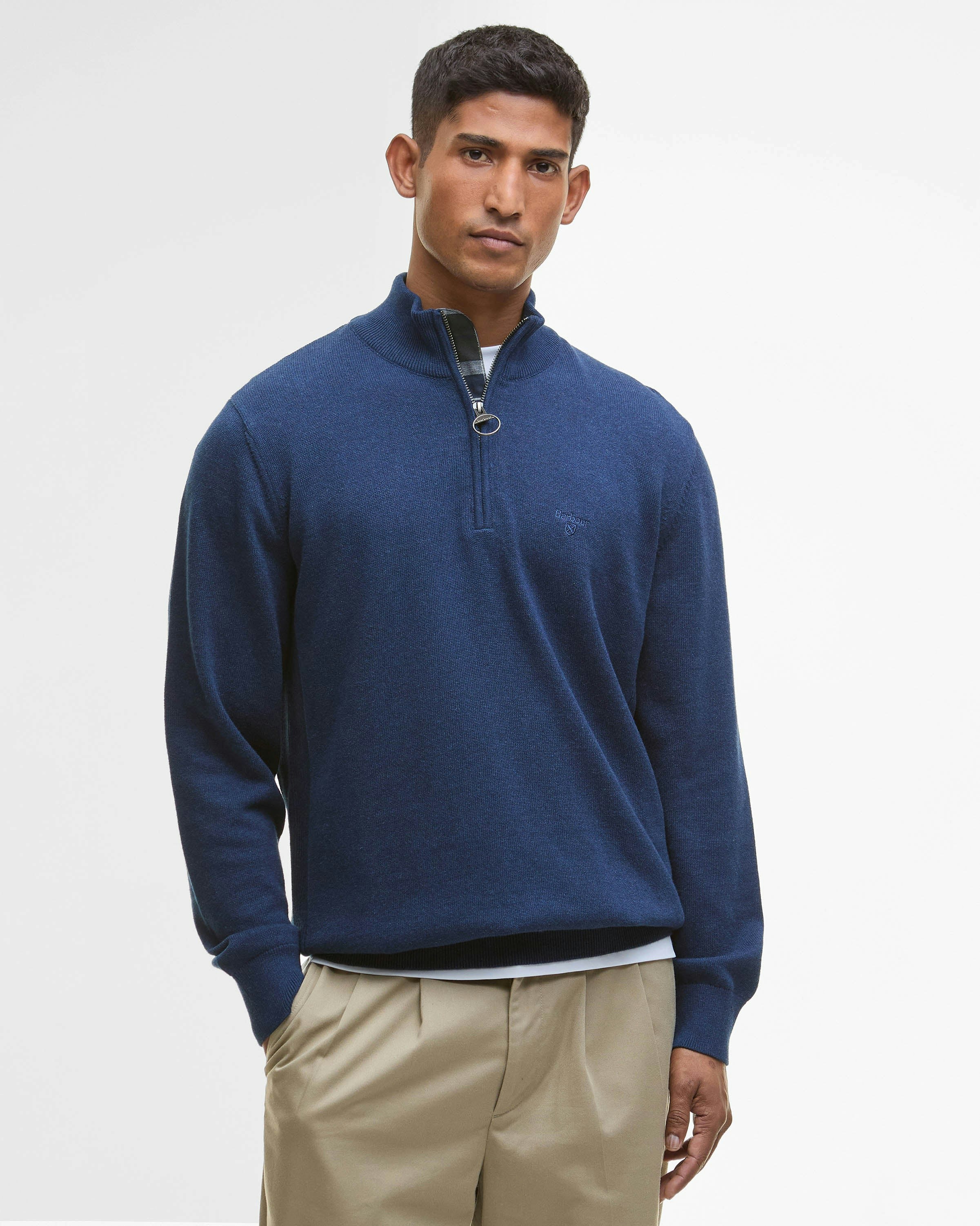 Barbour Men's Cotton Half Zip Jumper - Inky Marl - Inky Marl - L