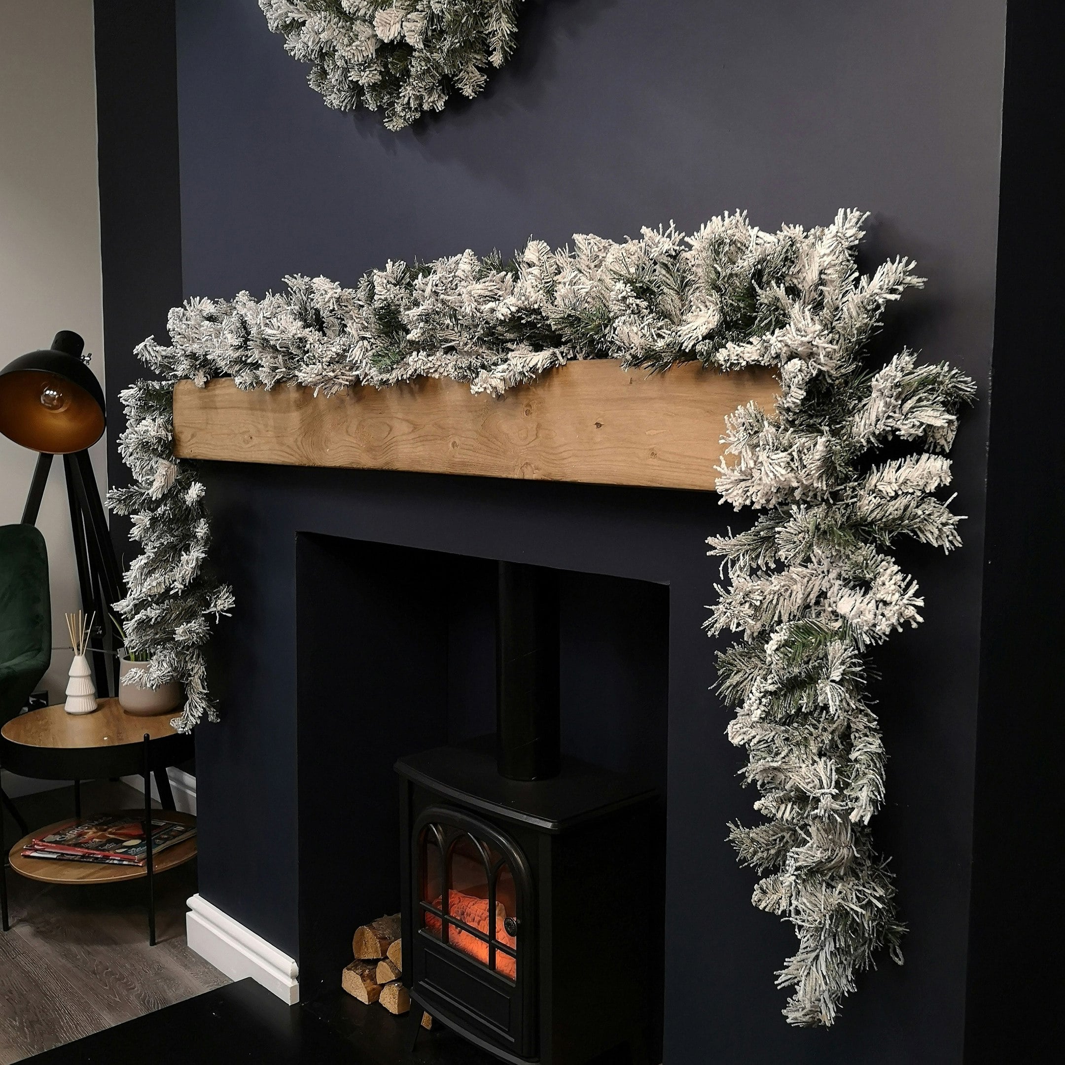 Rackhams Green Snow Flocked Christmas Garland With 190 Tips 2.7M