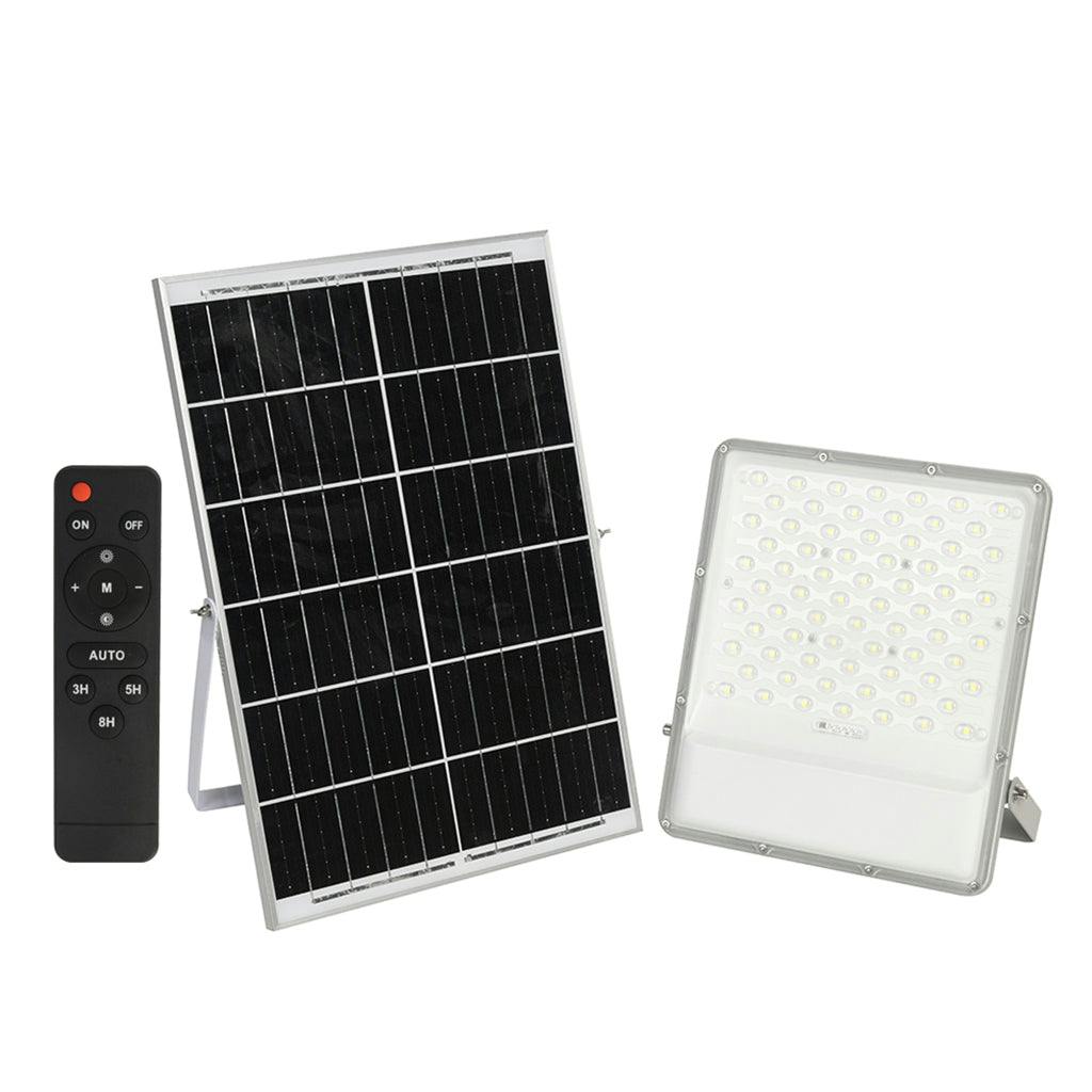 Rackhams Light 200W Solar Led Flood Outdoor With Panel, Ip65 Waterproof, 2600 Lumens, Work For Garage, Garden, Warehouse & Parking