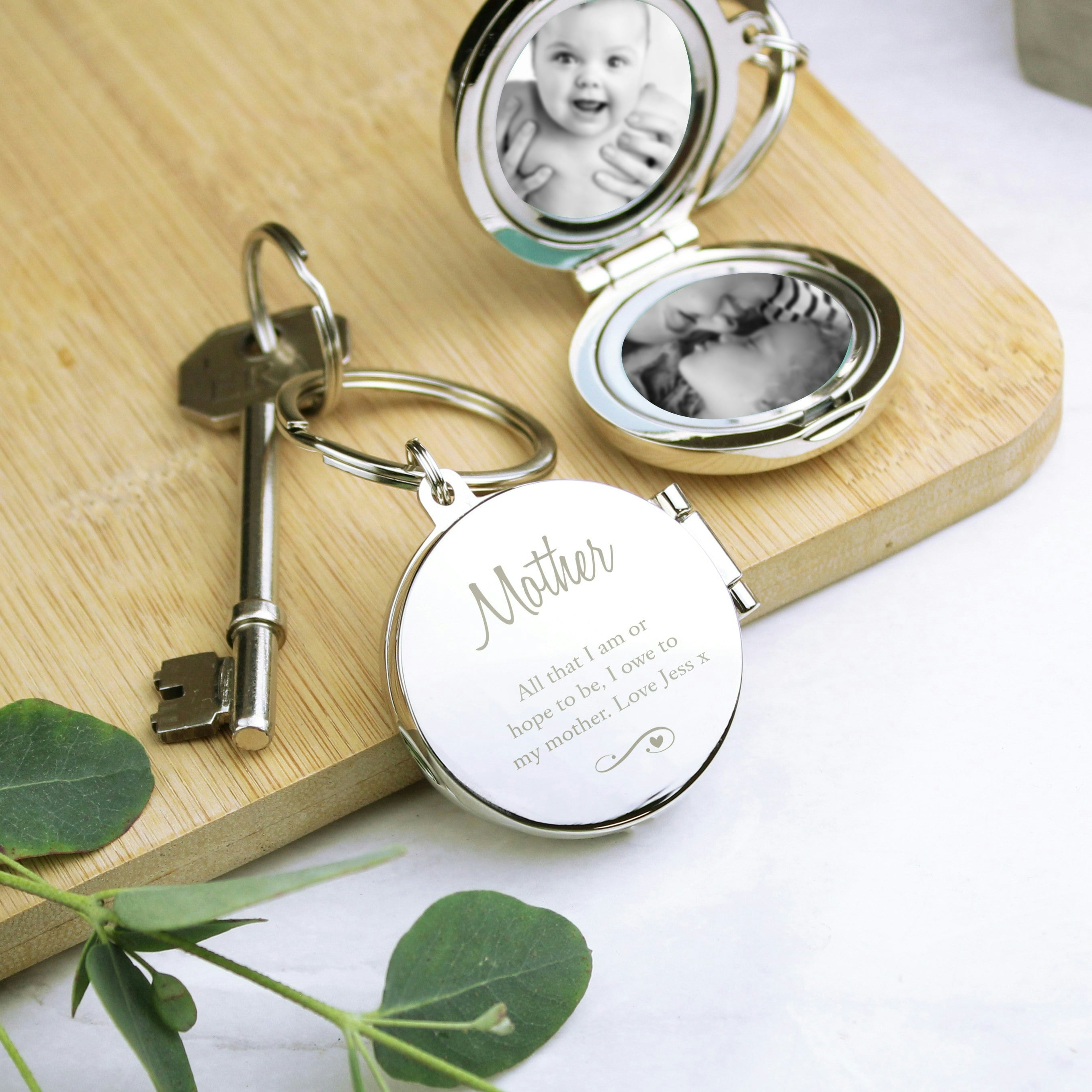 Personalised Memento Company Silver Personalised Swirls & Hearts Photo Keyring