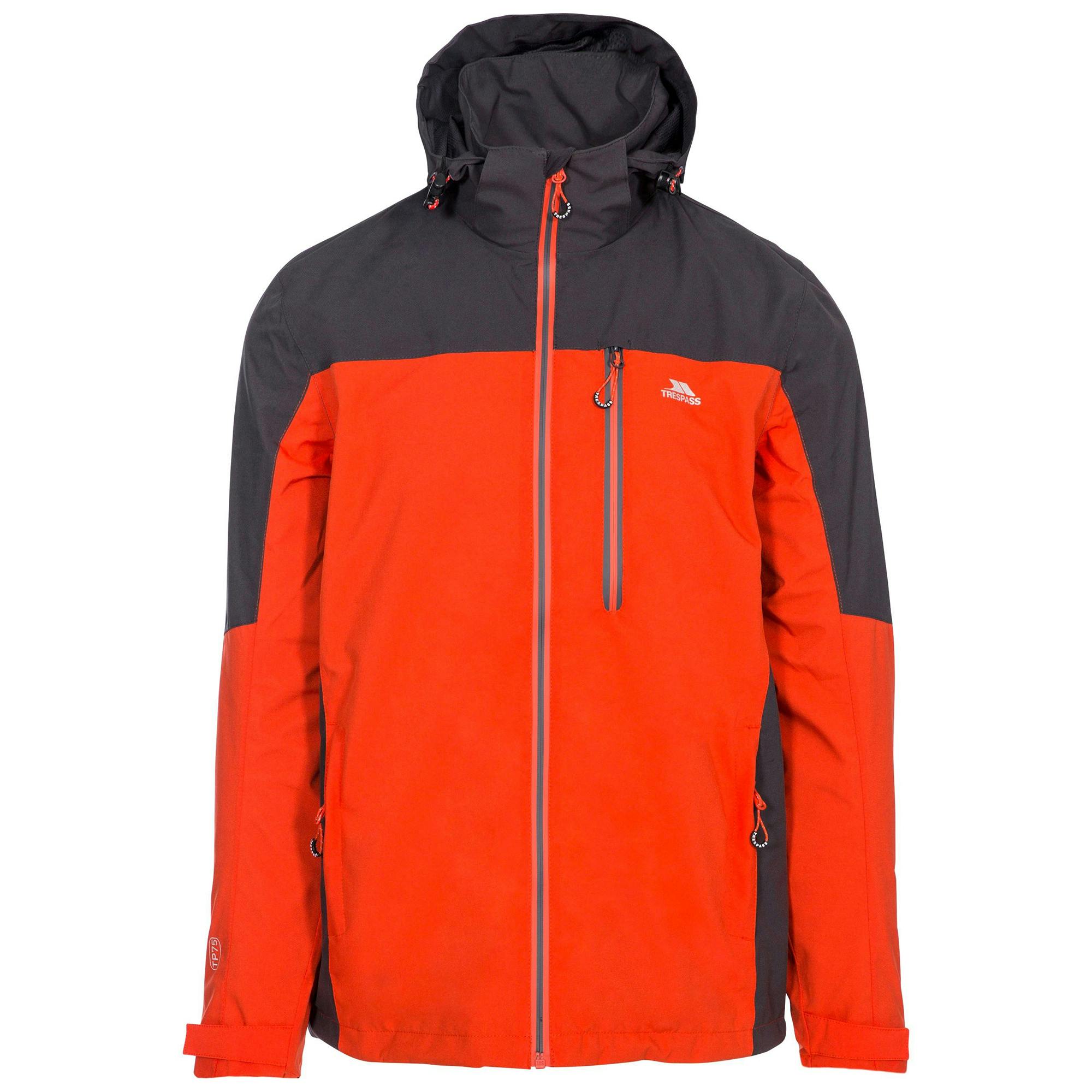 Trespass Men's Tappin Hooded Waterproof Jacket - Flame - Flame - S - 100% Polyester