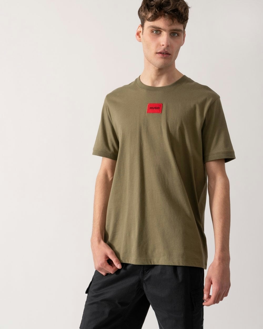 Hugo Men's Green Diragolino212 Label Logo T-Shirt - Open 389 - Open 389 - M