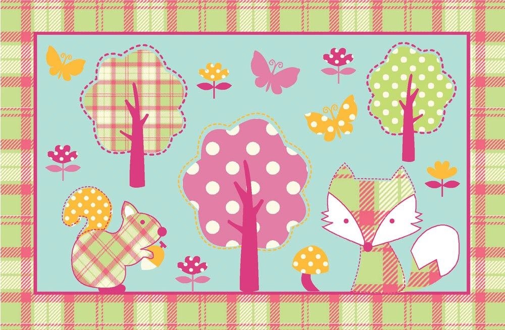 Homespace Direct Woodland Animals Childrens Non-Slip Rug - 60X90cm - Nylon Pile - Multi