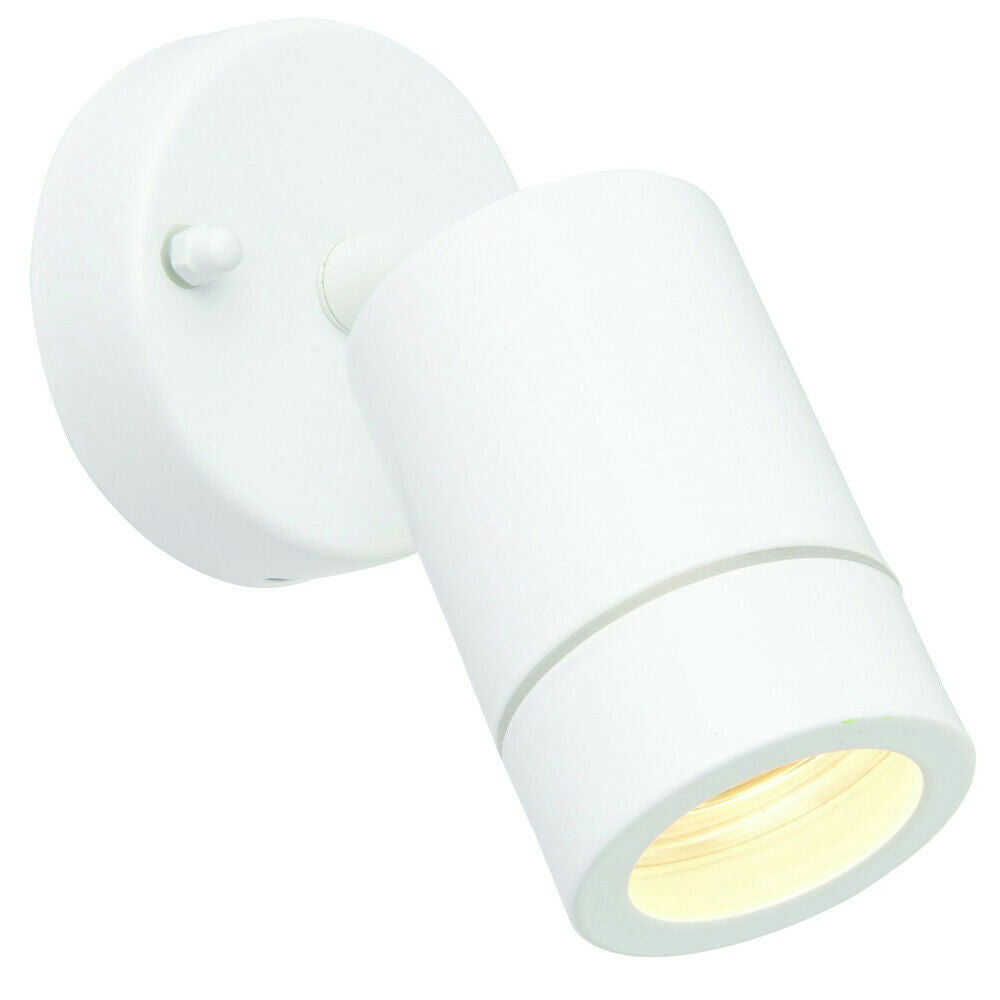 Rackhams White Ip44 Outdoor Adjustable Spotlight Gloss Gu10 Dimmable Accent Downlight Size 1