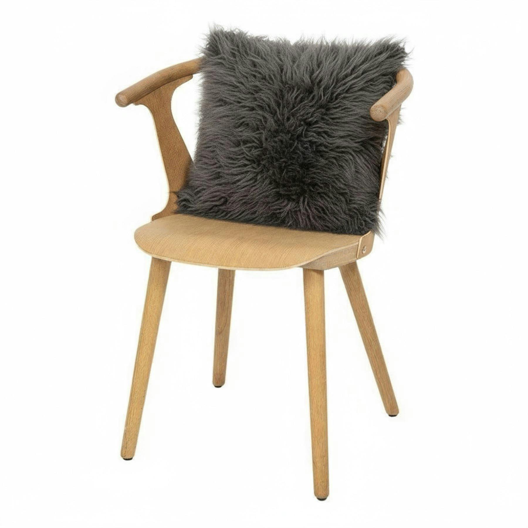 Rackhams Grey Luxury Genuine Sheepskin 40X40cm Real Wool Single Sided Cushion - 40 X 40 Cm