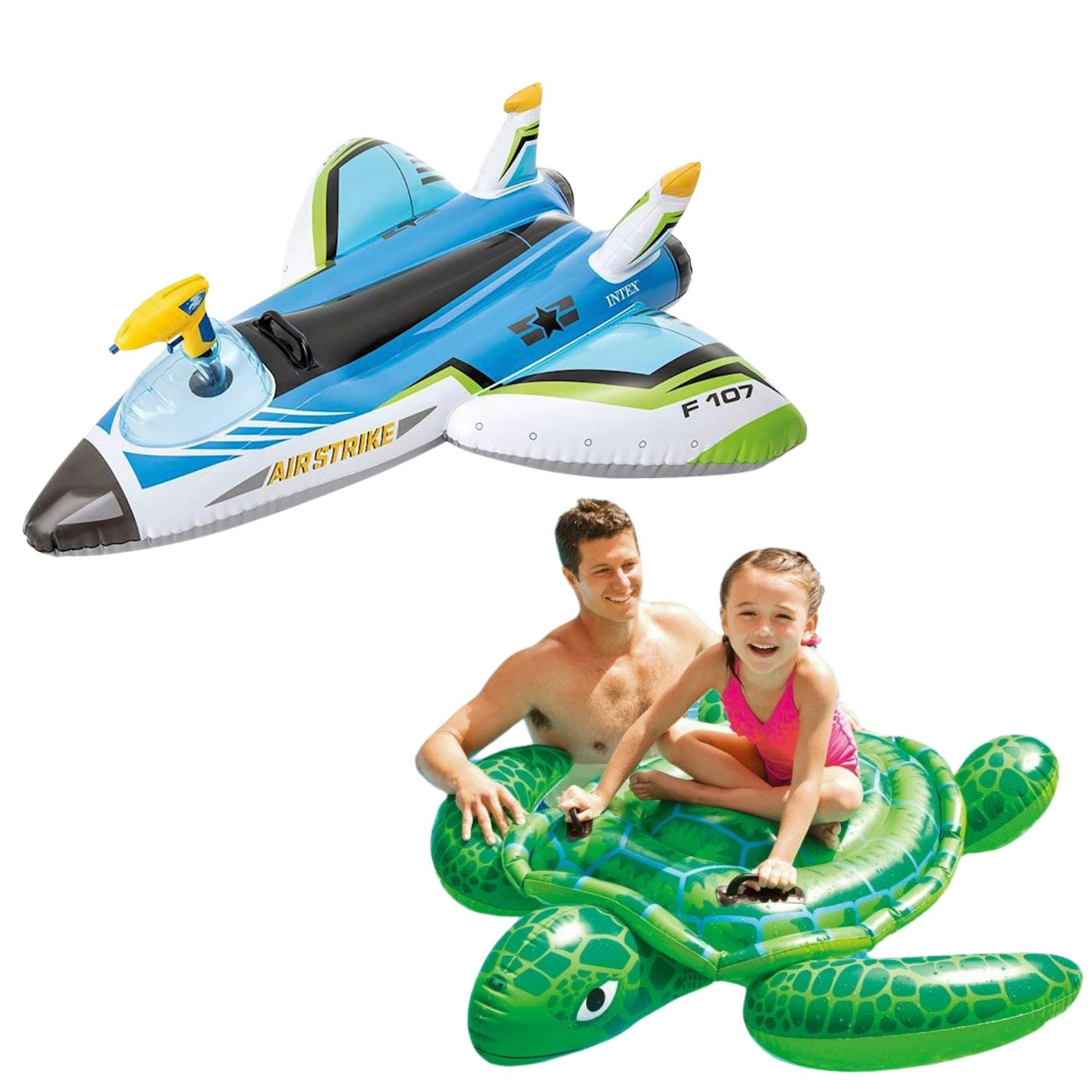 Intex Blue/Red Water Gun Plane And Lil' Sea Turtle Ride-On