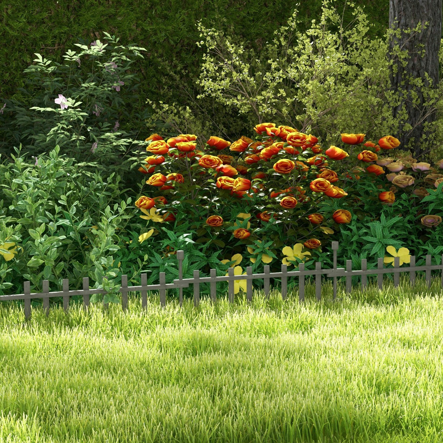 Outsunny 5Pcs Decorative Garden Fencing 32In X 10Ft Metal Border Edging