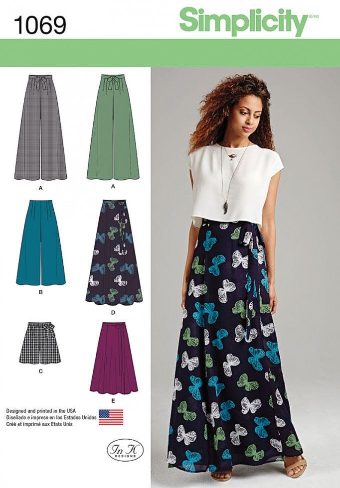 Simplicity Women's Sewing Pattern 1069, Trousers, Skirts For Ages: 4 - 12 - Intermediate - Ages: 4 - 12