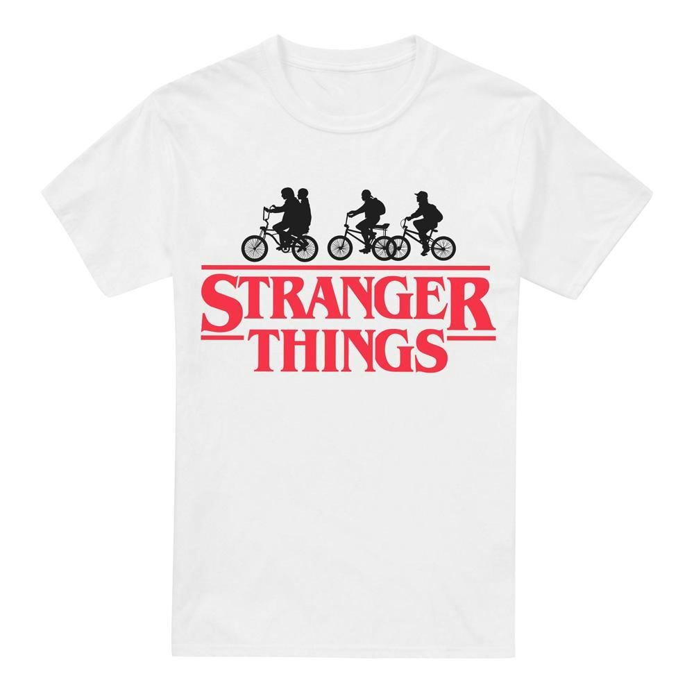 Stranger Things Men's White Silhouette Bike Logo T-Shirt - 3XL