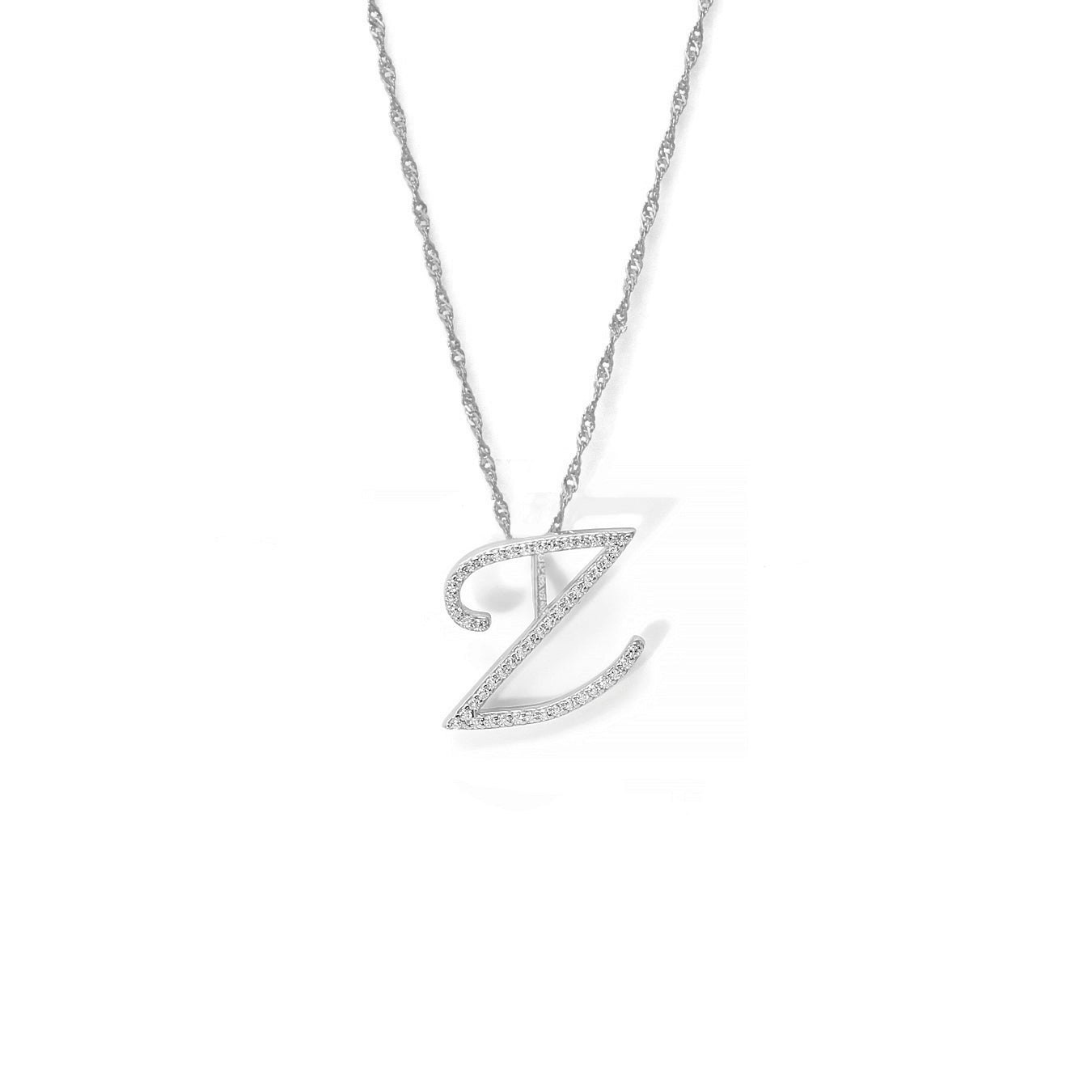 Say It With Silver Luxe Cz Initial Necklace - Sterling - Z