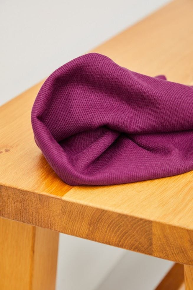 Meet Milk Neva Tencel Lyocell Cotton Rib Stretch Knit Fabric - Plain Design Dressmaking Fabric, 110 Cm / 44" Wide - Per Metre - Cherry