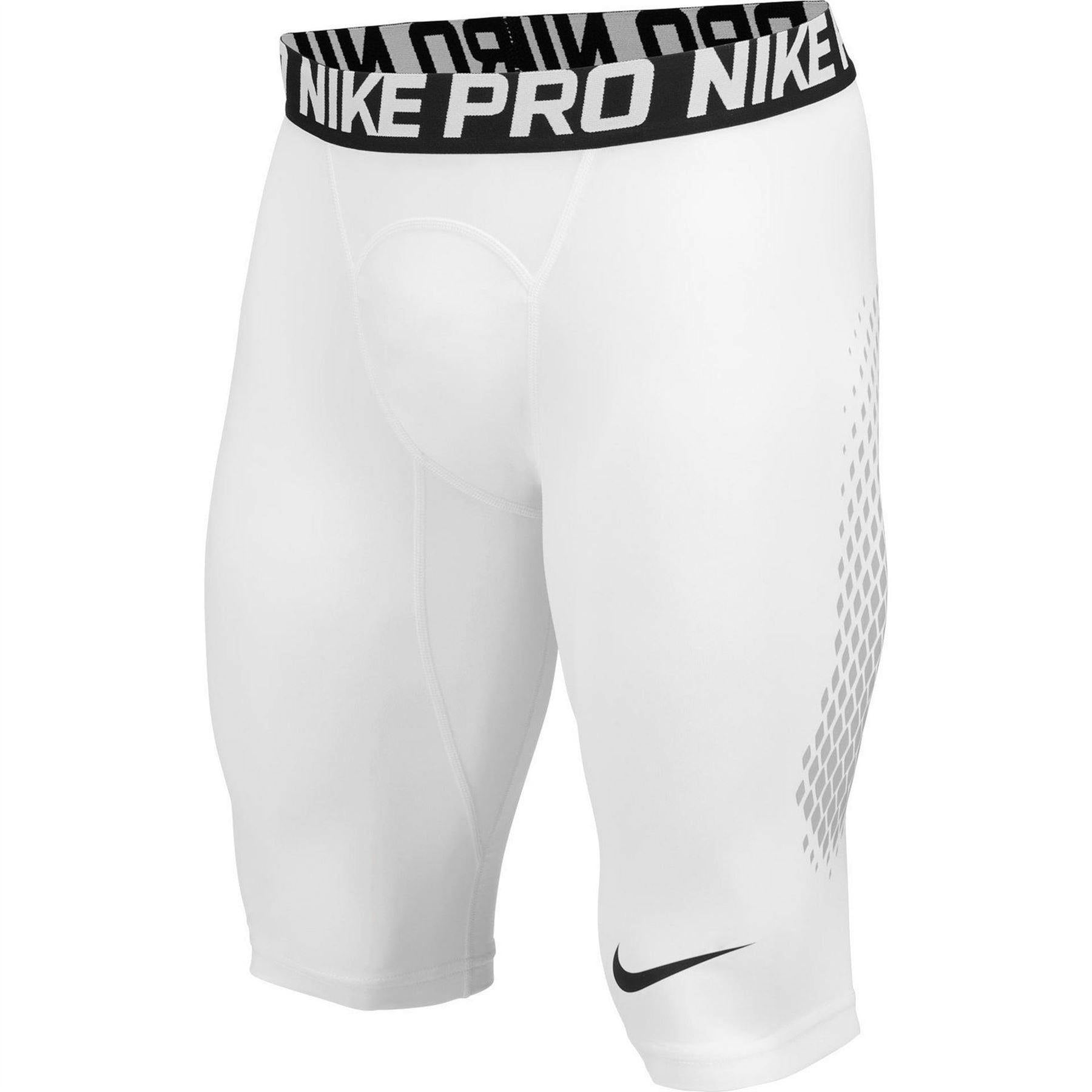 Nike Men's White Pro Workout Compression Shorts - M - 90% Polyester/10% Elastane