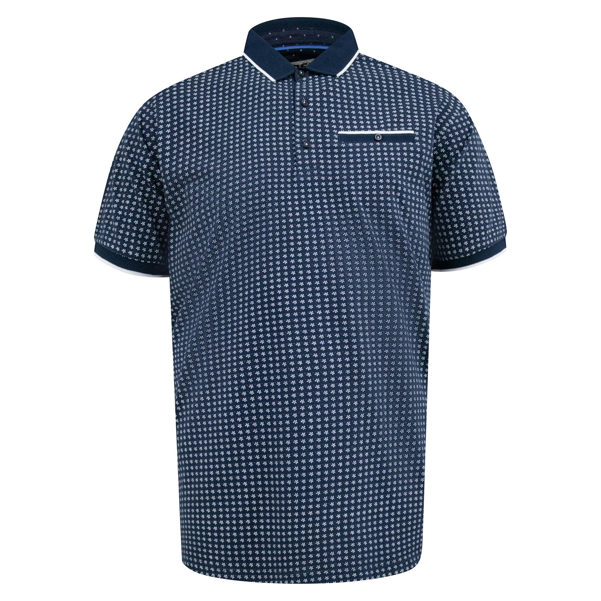 Duke Men's D555 Coventry All-Over Print Polo Shirt - Navy - Navy - S - 100% Cotton