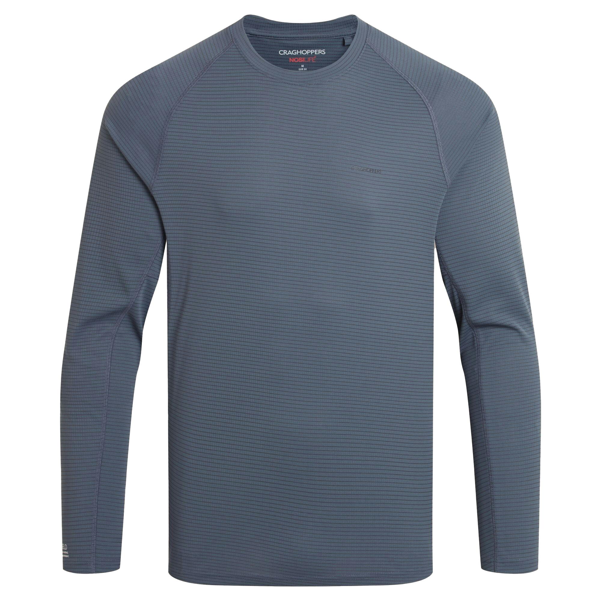 Craghoppers Men's Dark Solarshield+ Nosilife Long-Sleeved T-Shirt - Pewter - Xxl - Pewter - 100% Recycled Polyester