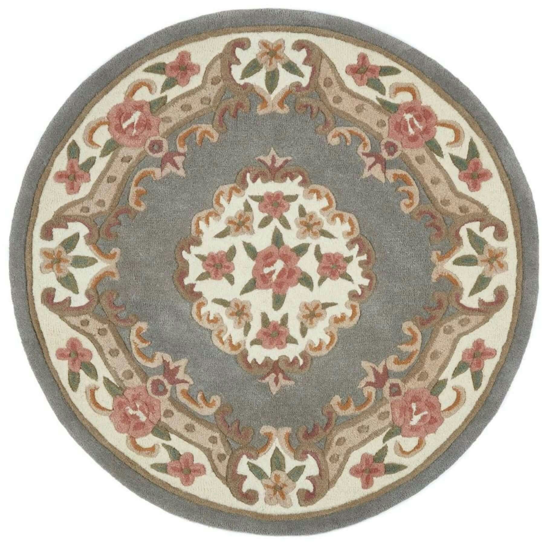 Rackhams Grey Shensi Medallion Rug - Ø 120 Cm
