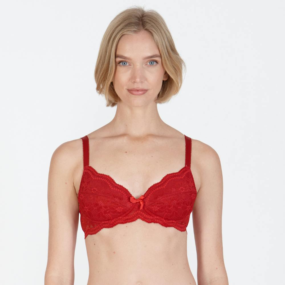 Little Women Women's Red Little Dainty You Bra Non Wi Ultra Removable Padded Bra - 34A
